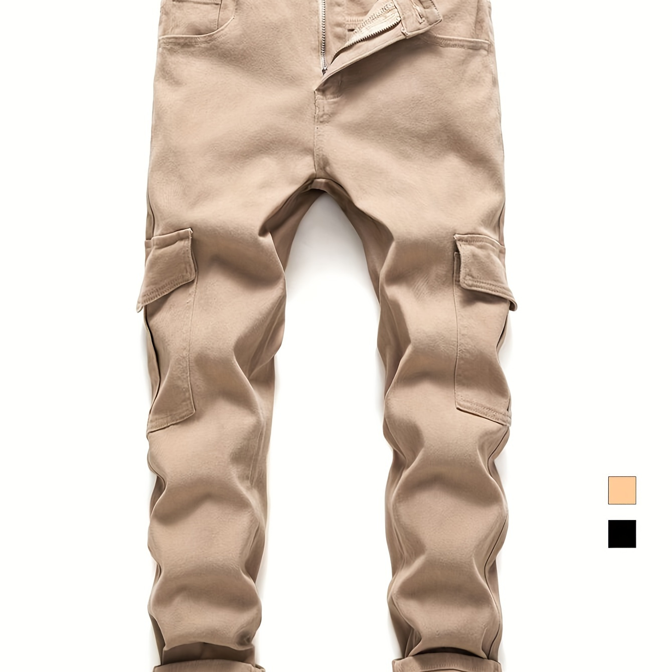 

Teen Boy Casual Mid Rise Pants, Flip Pocket And Cargo Pants Design