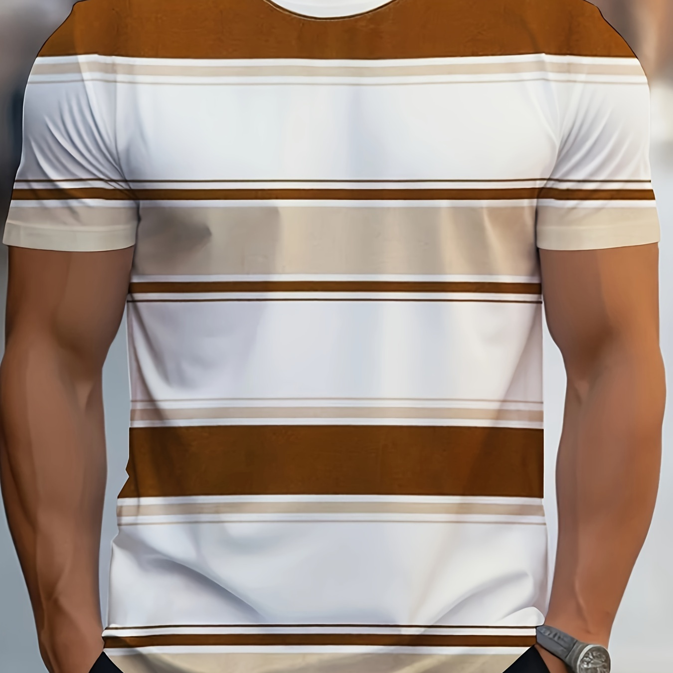

Men's Short-sleeve T-shirt With Fancy Stripe Pattern Design For Summer Daily Wear