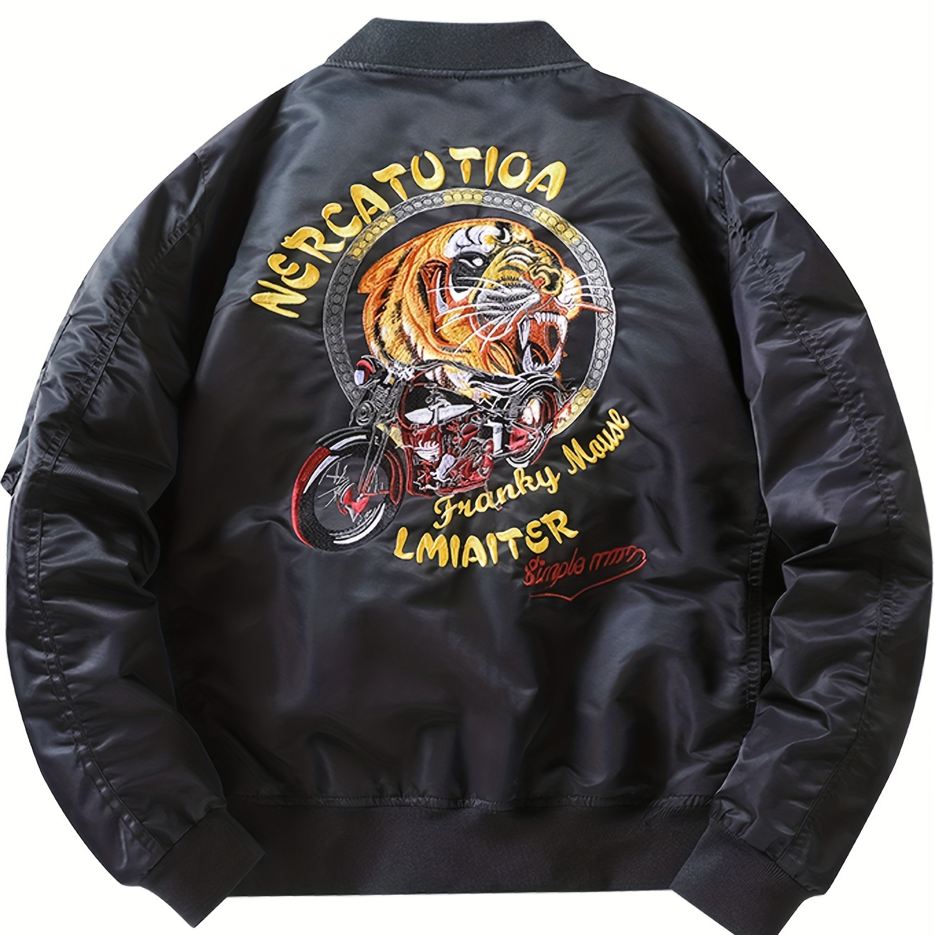 men's tigergood embroidered fleece jacket, casual zip up trendy men's tigergood embroidered fleece jacket, casual zip up trendy