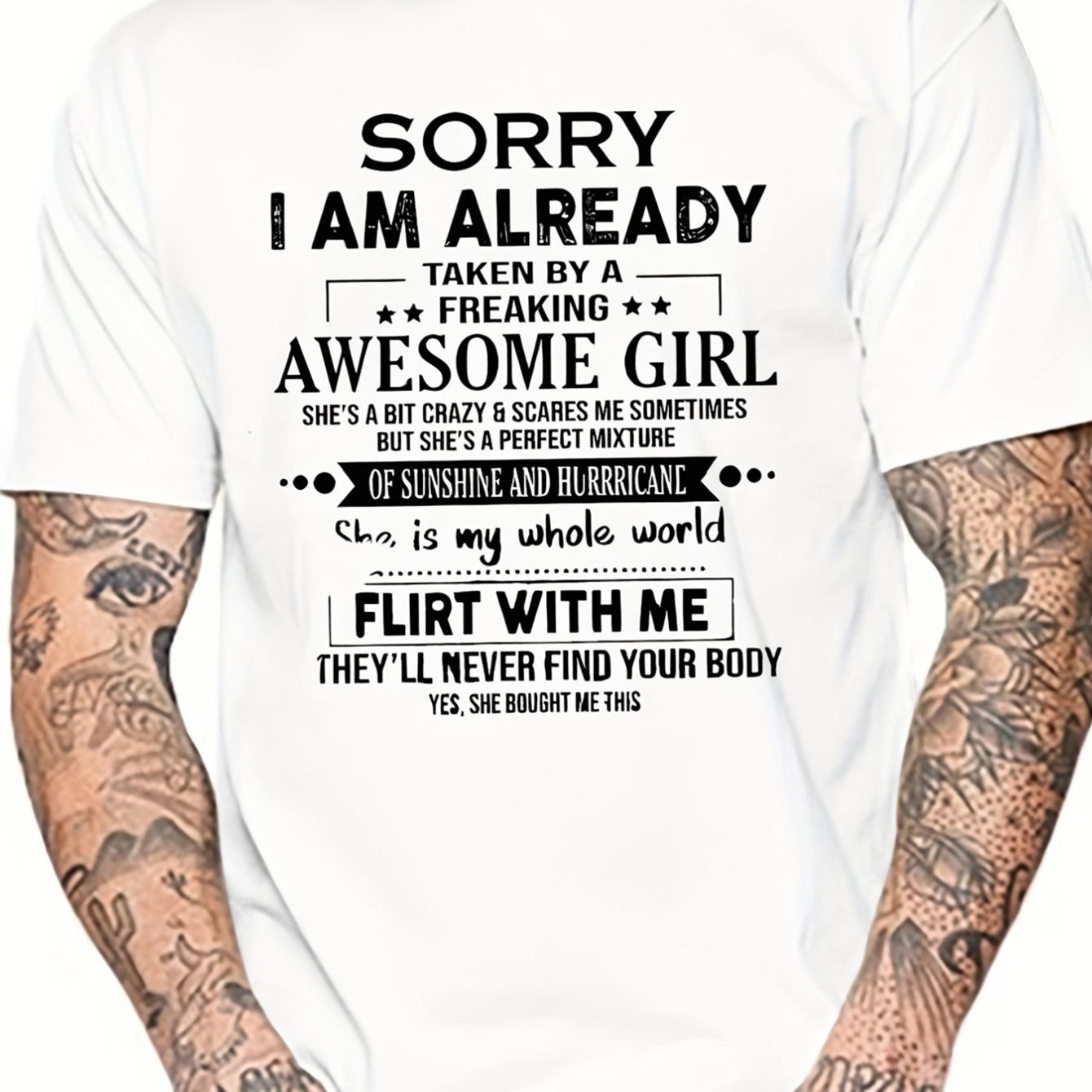 

Tees For Men, 'taken By An Awesome Girl' Print T Shirt, Casual Short Sleeve Tshirt For Summer Spring Fall, Tops As Gifts