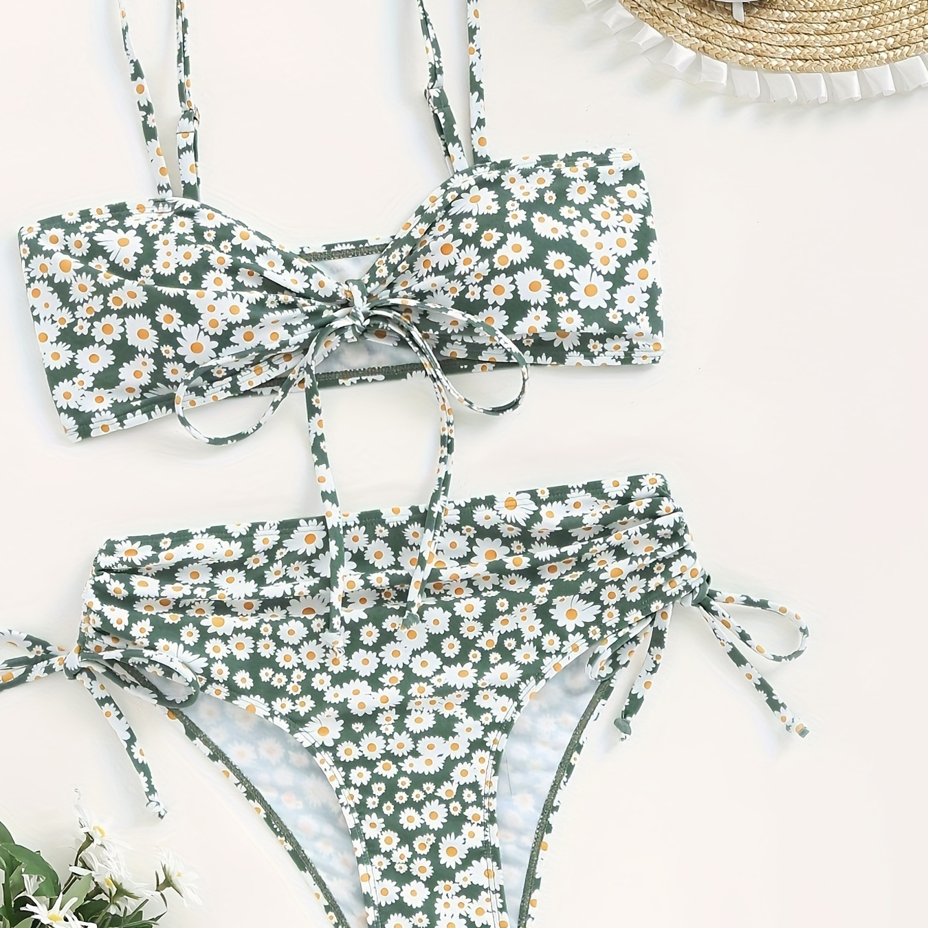 

Ensemble bikini imprimé floral pour femmes, maillot de bain deux pièces sexy, tenue de bain pour les sources chaudes et les vacances à la plage