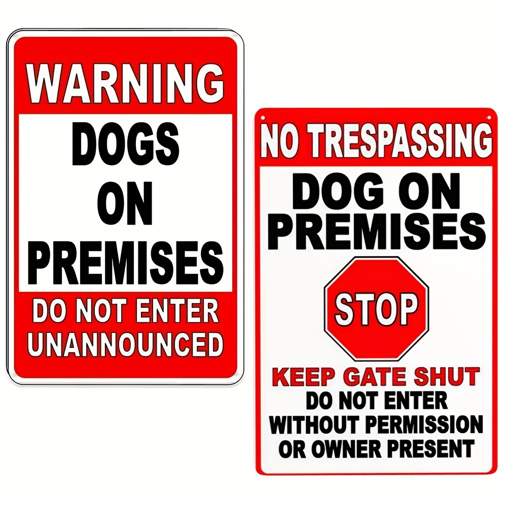 

1pc Metal Tin Sign, Warning Dogs On Premises Do Not Enter Unannounced Beware Of Dog Sign, For Farm Garden Bar Office Decor, 8*12 Inch