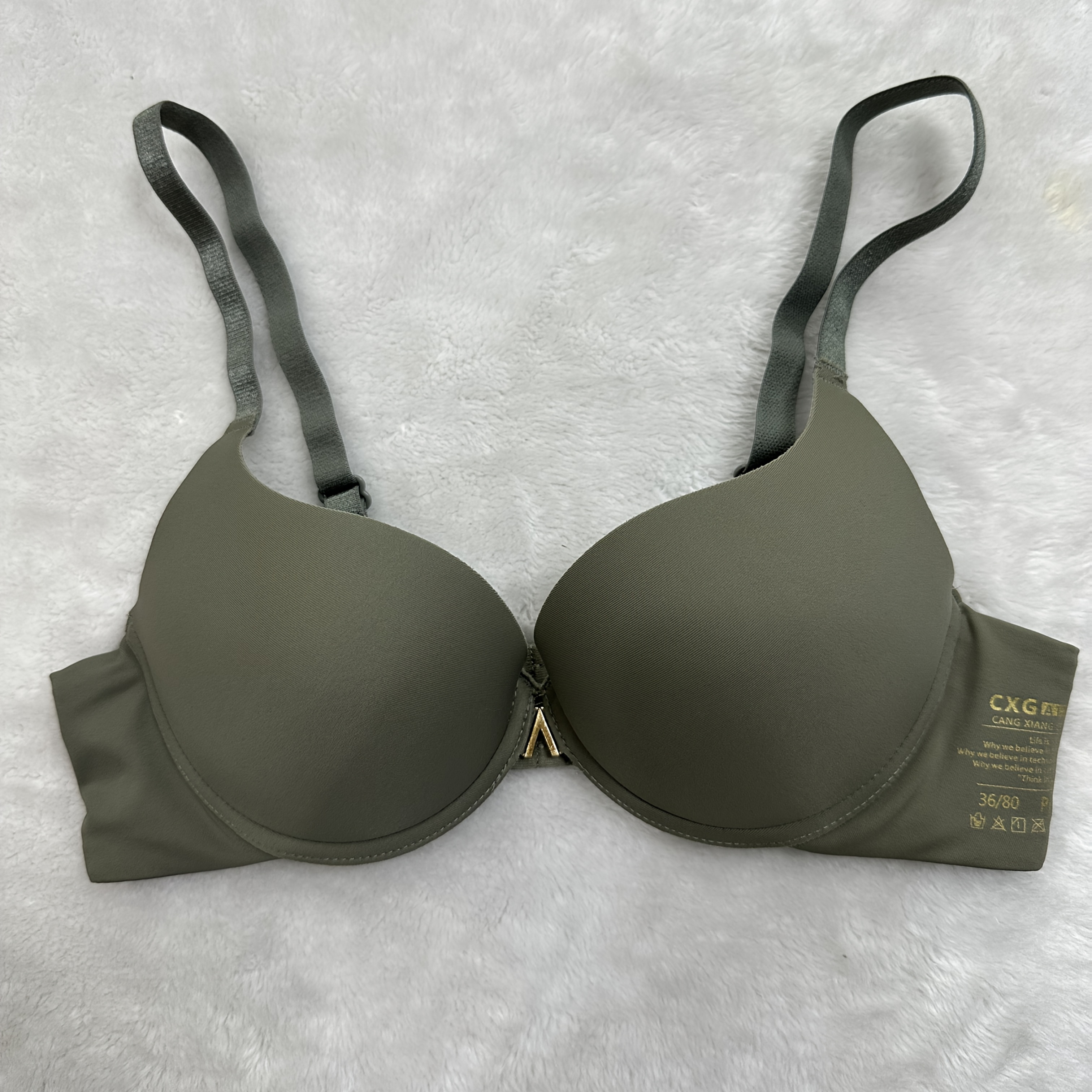 

1pc Of Women's Inverted V Decoration Sexy Seamless Bra With Steel Ring, Thickened Cup Pad, Nude Seamless Bra, Lift And Support, Comfortable And Breathable, Women's Underwear And Bra