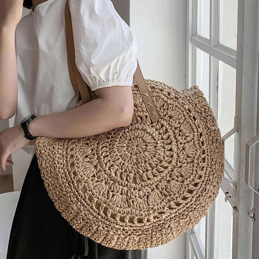 

Simple Large Capacity Tote Straw Bag, All-match Travel Storage Bag, Trendy Beach Bag