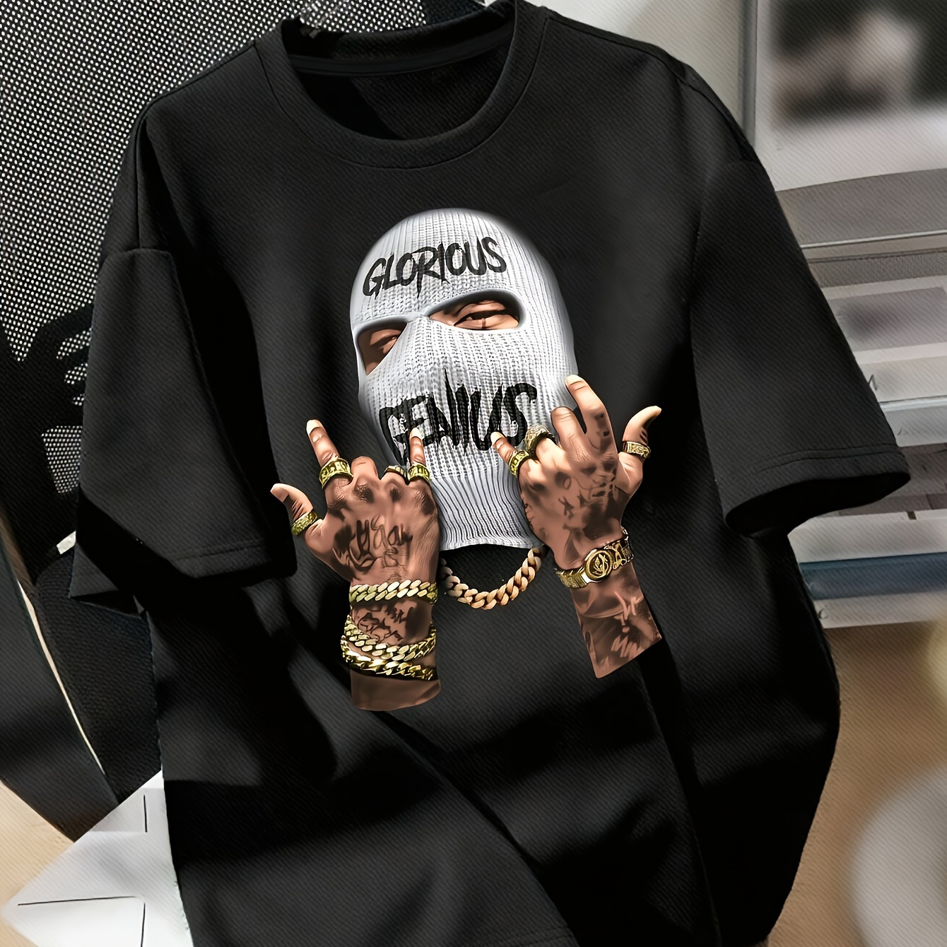 

Haixin Dou Fashion Casual Oversized T-shirt - Polyester , 95% Polyester 5% Spandex, Crew Neck, Anime Print, Regular Fit, Knit Fabric For All