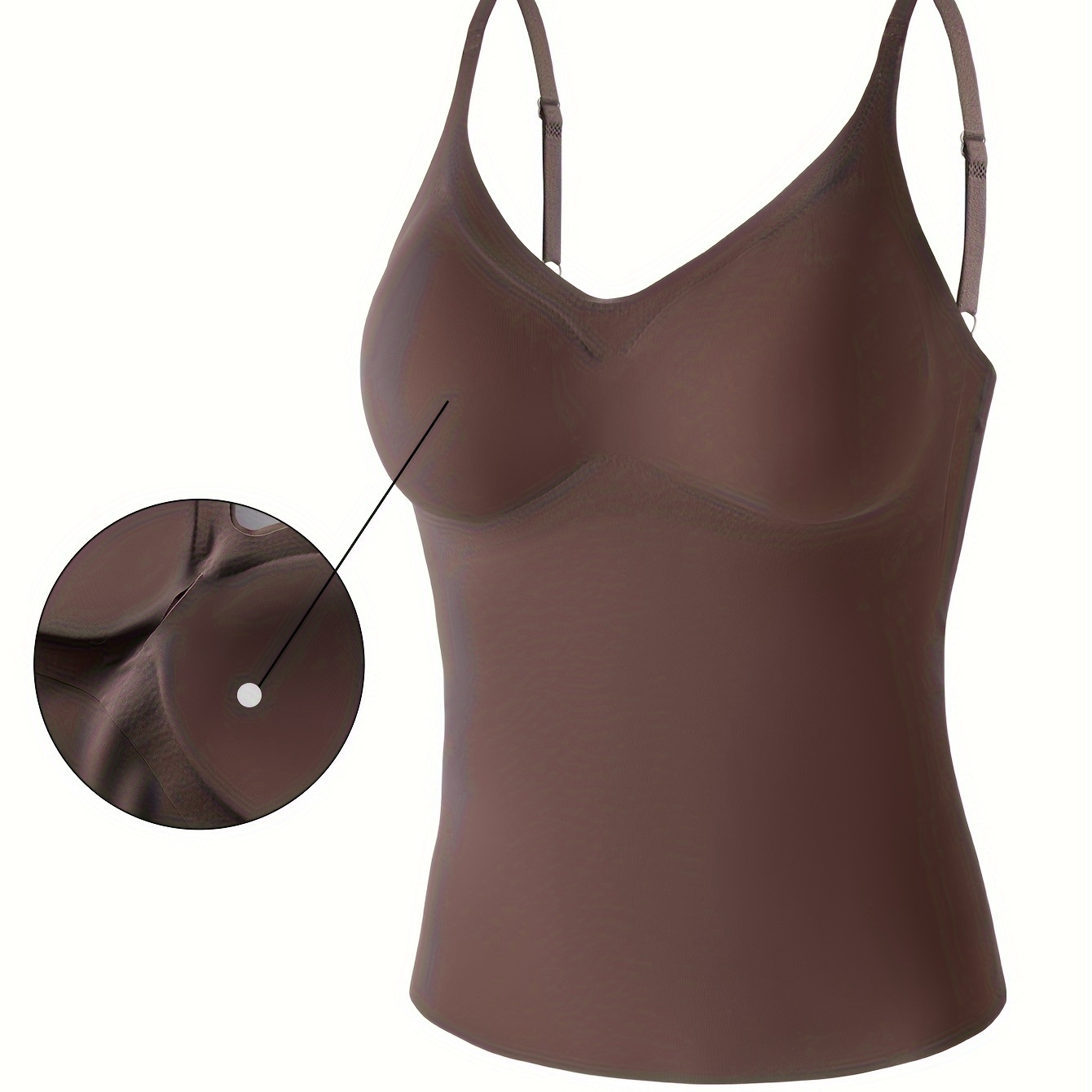 

Women's Seamless Strappy Camisole In Purple-coffee With Built-in Bra Pad, No-trace Comfortable Layering Tank Top, Stylish & Versatile , Sexy Fit