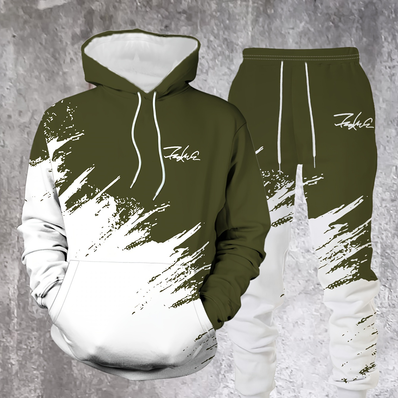 

[2pcs Tie-dye Hoodie And Sweatpants Set] 2pcs Men's Casual Athletic Set, Polyester Knit Hoodie And Sweatpants, Printed Tie-dye Design, Regular Fit, Spring/, For Outdoor