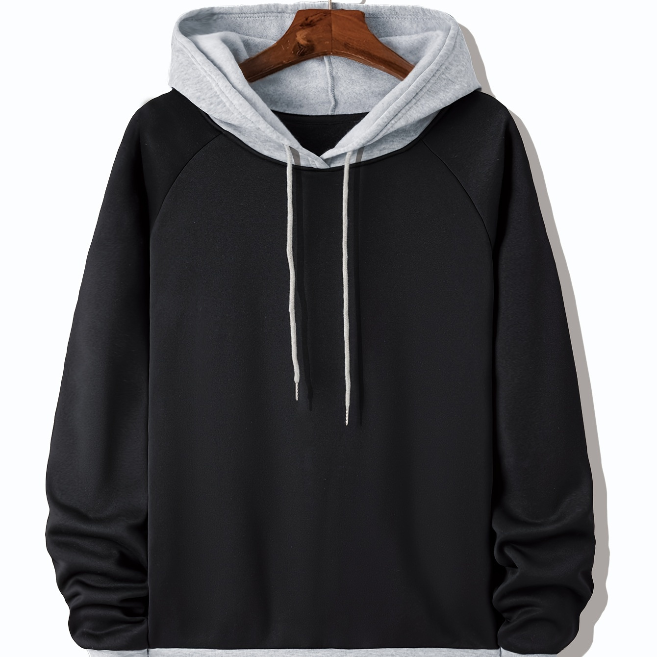 

Plus Size Men's Contrast Color Hooded Sweatshirt For Spring Fall Winter, Men's Clothing