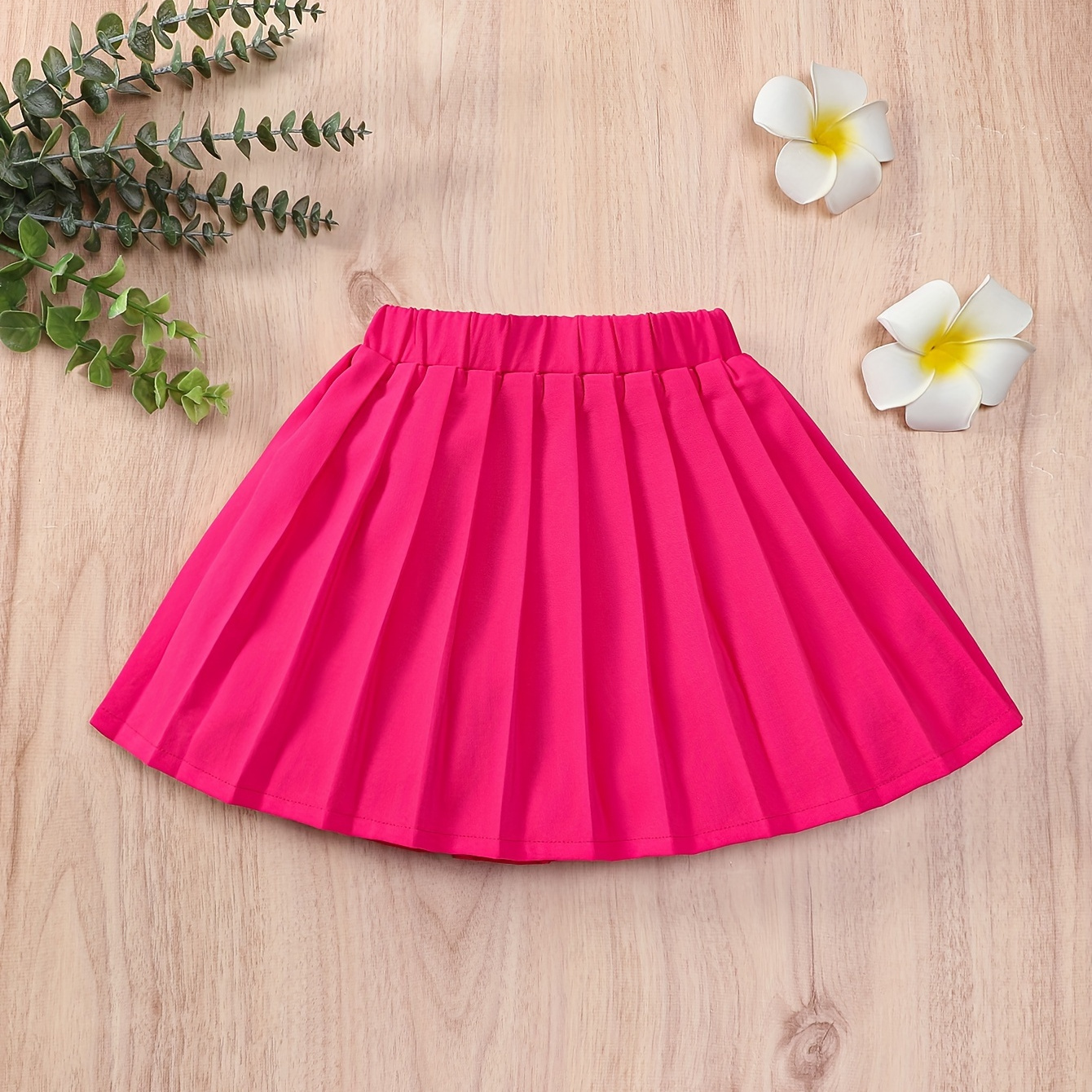 

Girls Comfy & Casual Solid Colored Pleated Skirt For Daily Wear