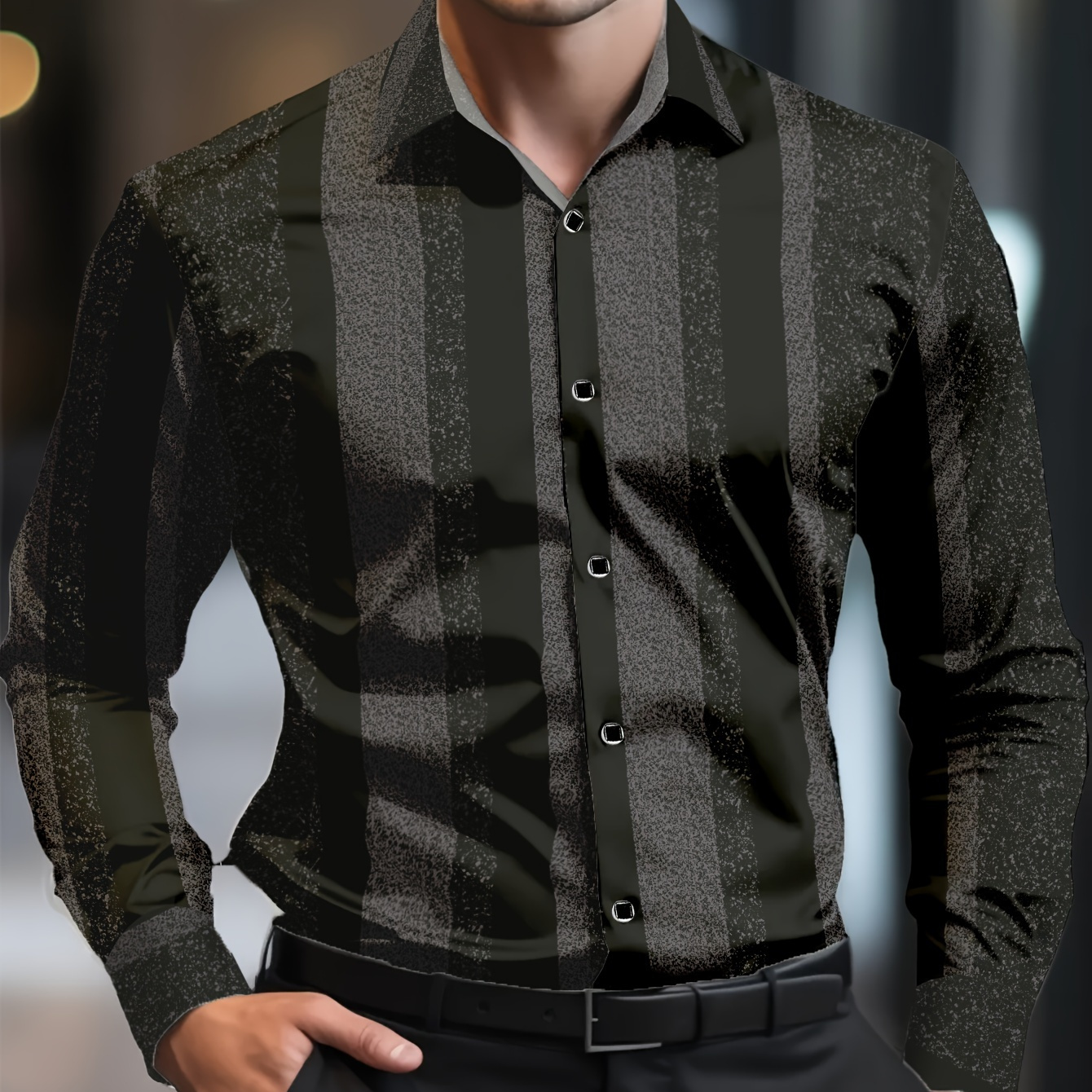 

Fashionable And Simple Men's Long Sleeve Casual Lapel Simple Shirt, Trendy And Versatile, Suitable For Dates, For Formal Social Occasions And Appointments, For Summer Spring Fall