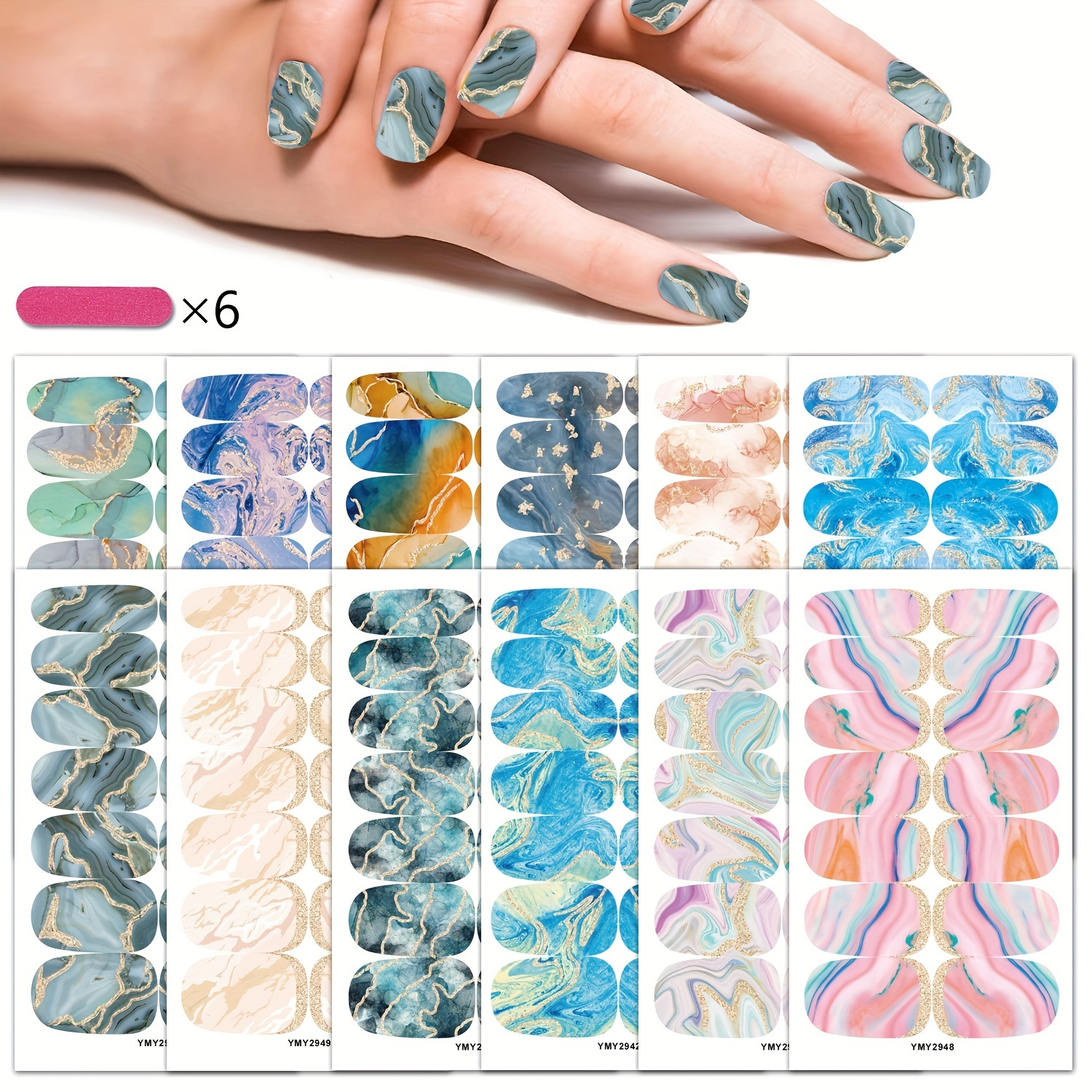 12 Folhas De Design Simples Série Tiras De Esmalte Para Unhas Completas  Envoltórios De Unhas Autoadesivos Adesivos De Esmalte Para Mulheres Meninas  Acessórios De Unhas Com 1 Peça De Lixa De Unha