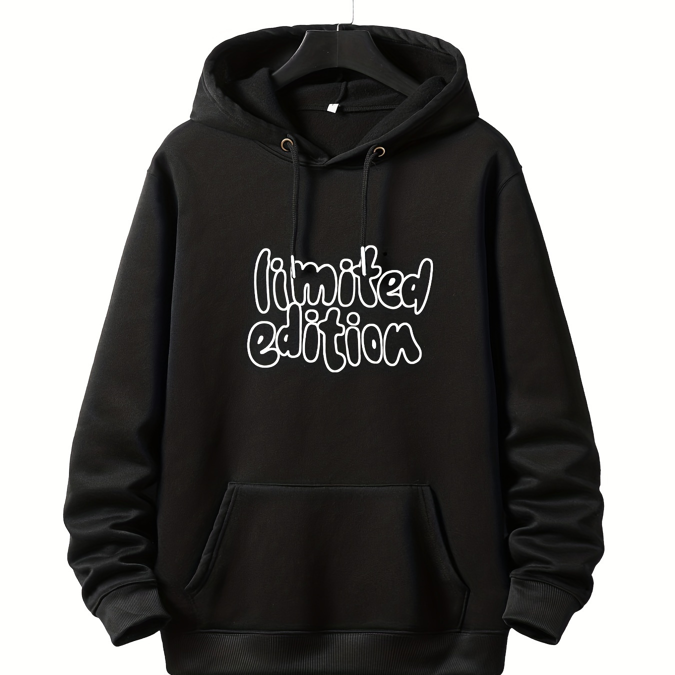 

Plus Size Men's "limited Edition" Pullover Drawstring Hoodie, Oversized Loose Clothing For Big And Tall Guys