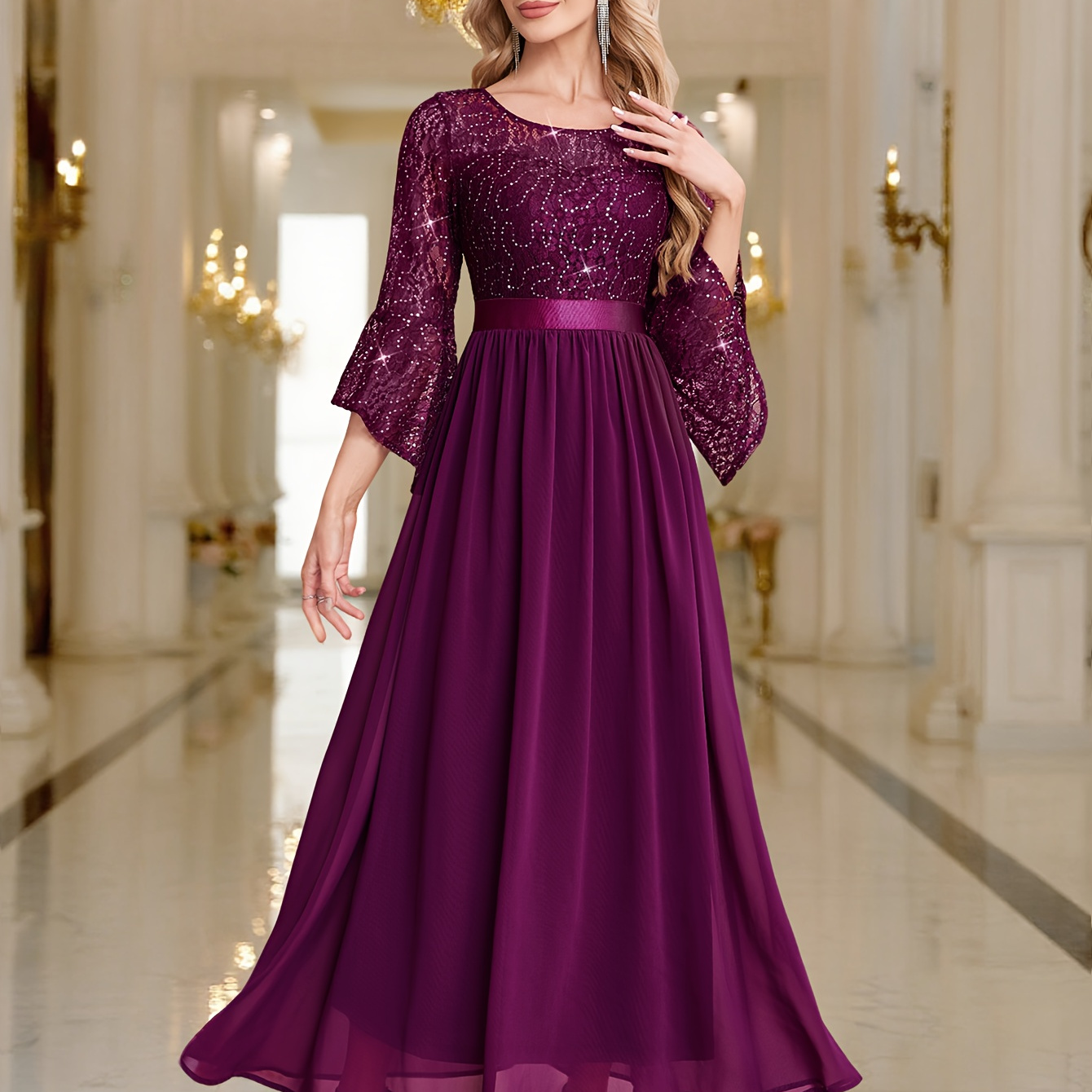 open lace back dress Coraline Purple Velvet Bubble Sleeve Backless Maxi Dress (Archive Sale