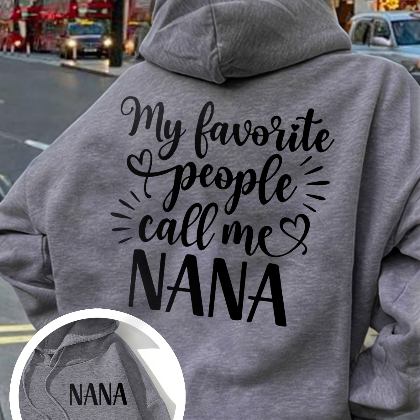 

Graphic Hoodie, Casual Polyester Knit Fabric Sweatshirt, Regular Fit, Hooded Winter Top With Slogan Applique For Women