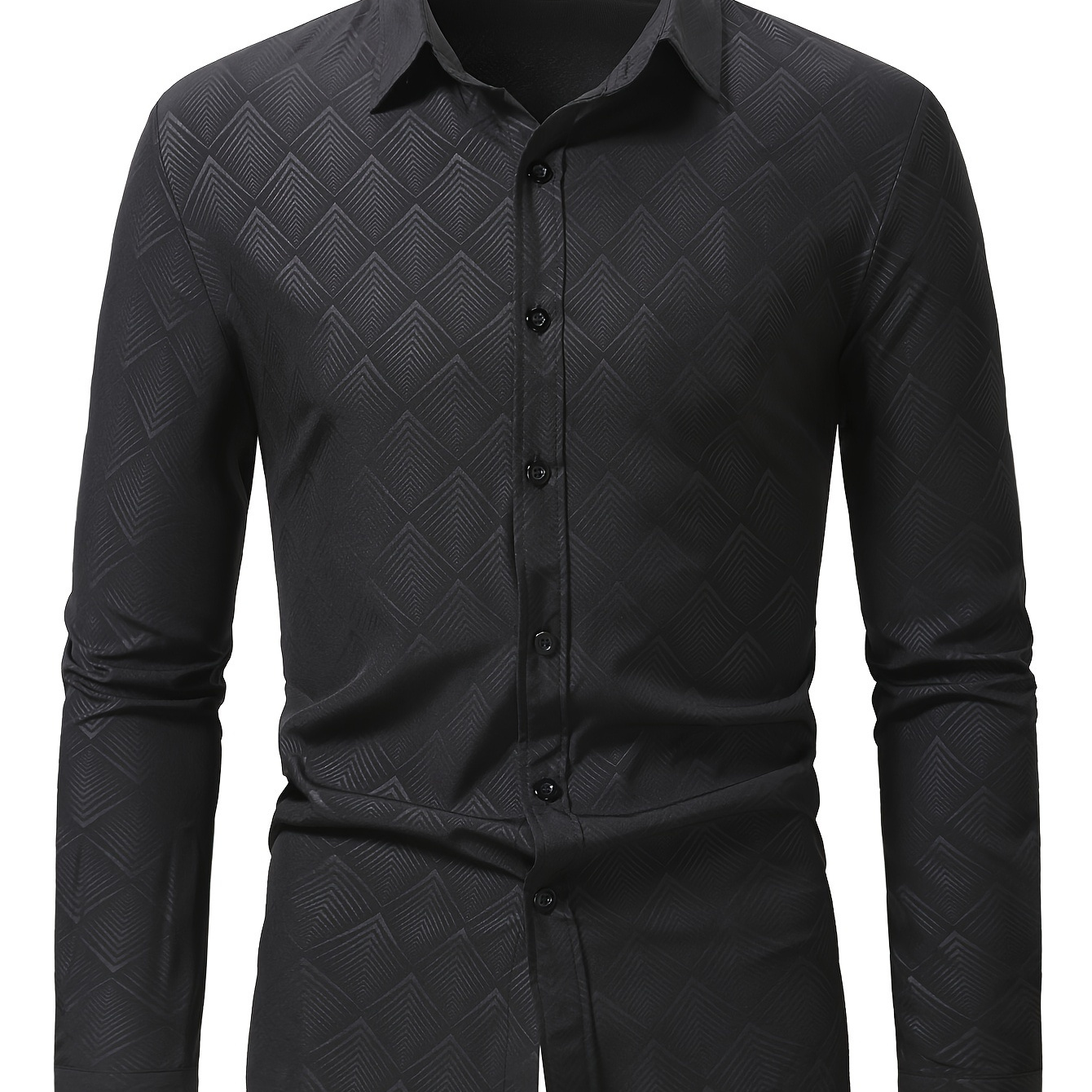 

Plus Size Men's Creative Pattern Print Shirt, Slim Fit Long Sleeve Dress Shirt For Business/formal Prom