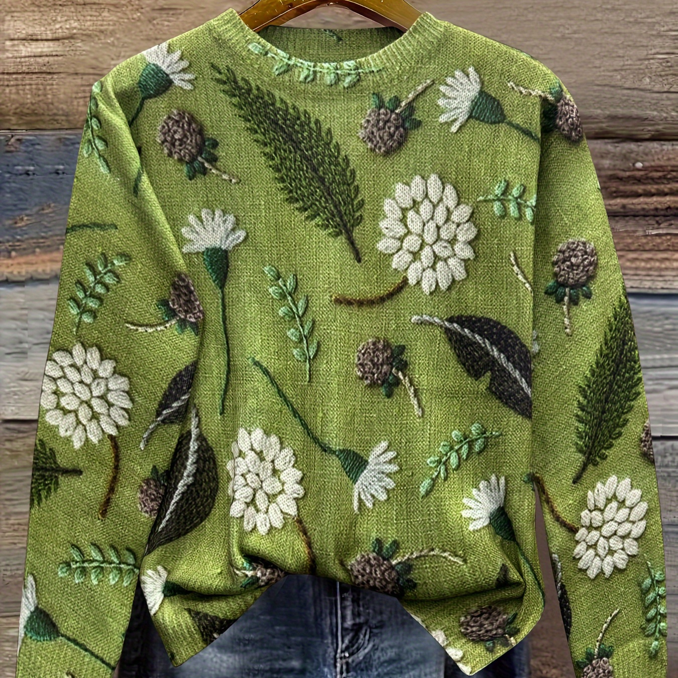 

Pull en à Imprimé Floral Décontracté pour Femme - Col Rond, Manches Longues, en Polyester pour & - Non-Transparent, Tissu Extensible, Lavable à