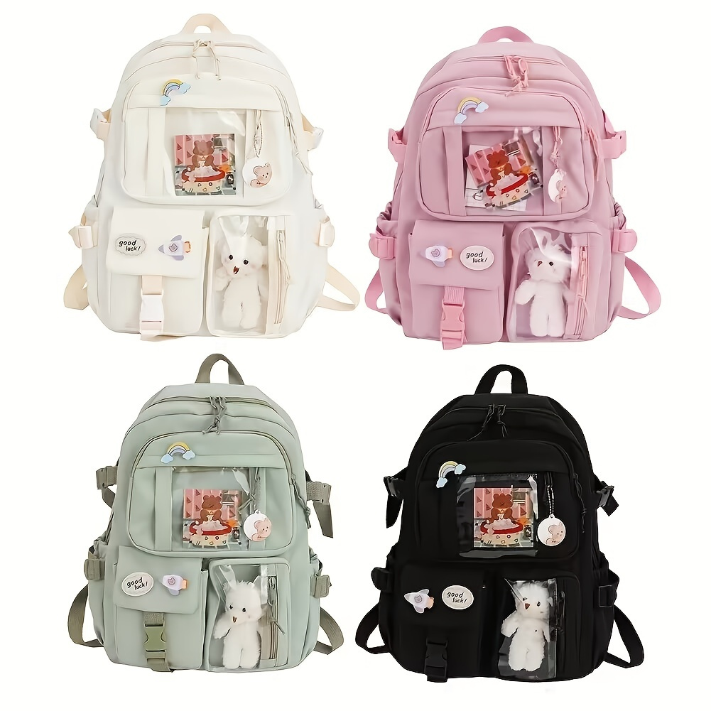 Heart-Print Girls School Backpack Kawaii School Bag Kids Bookbag