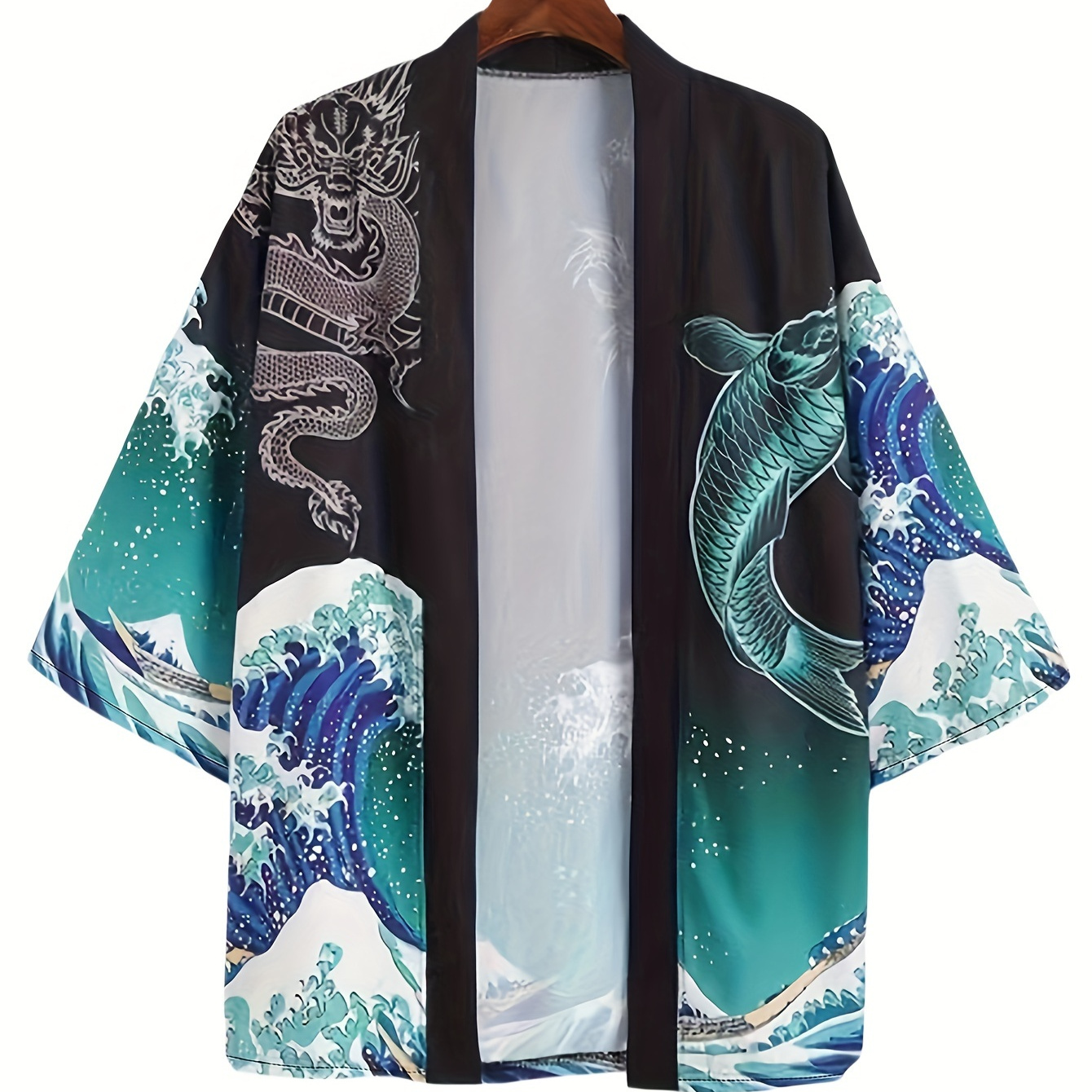 

Unisex Casual Kimono Robe, Loose-fitting Open-front Short Sleeve Night Gown, Japanese Style Print Lounge Wear For Home Wear & Summer Sleepwear