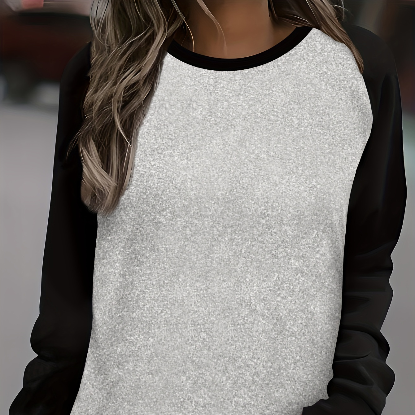 

Raglan Sleeve T-shirt, Casual Crew Neck Long Sleeve Top For Spring & Fall, Women's Clothing