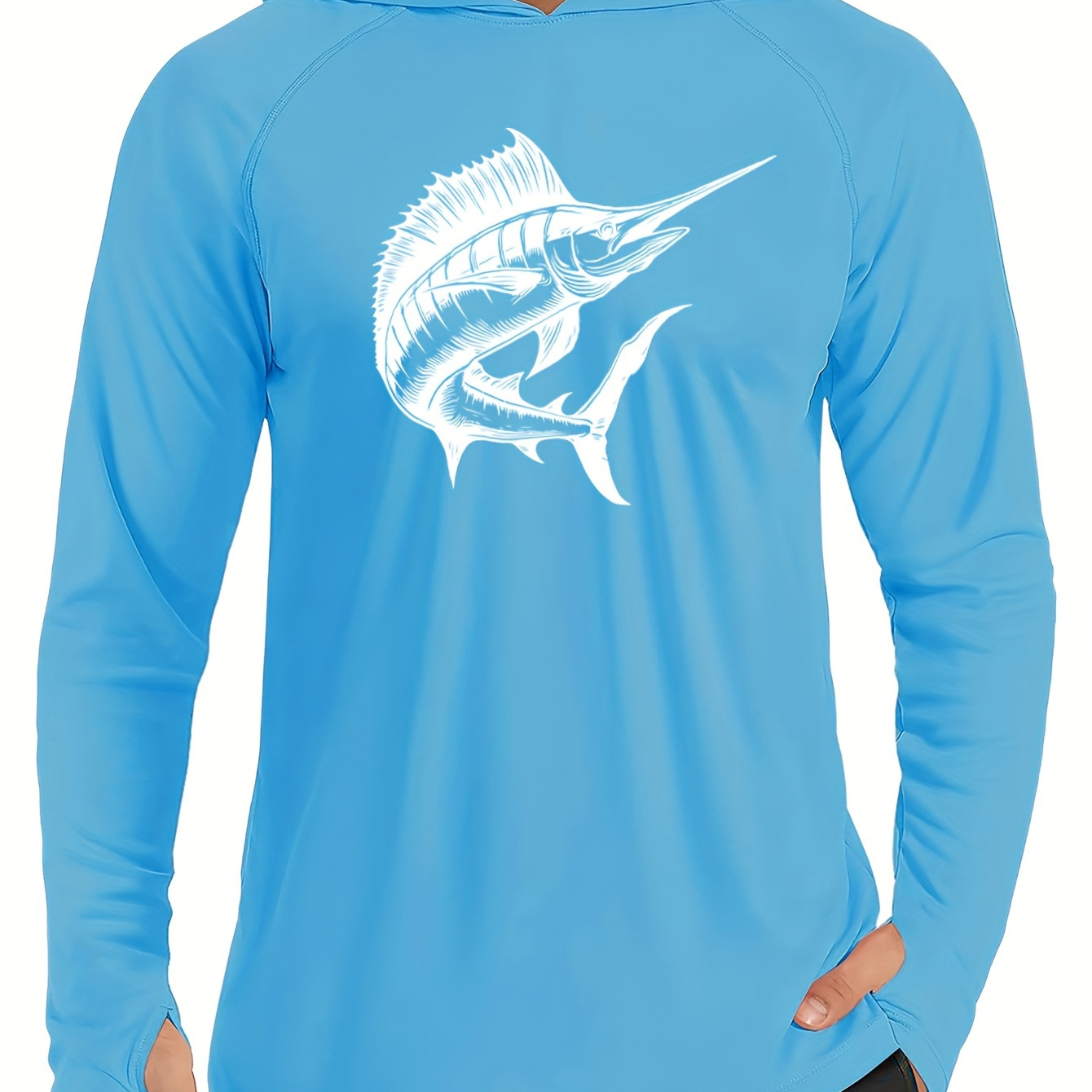 

Men's Hooded Long-sleeved Printed Sunscreen, Fishing Wear, Water Sports Wear, Outdoor Sports Wear