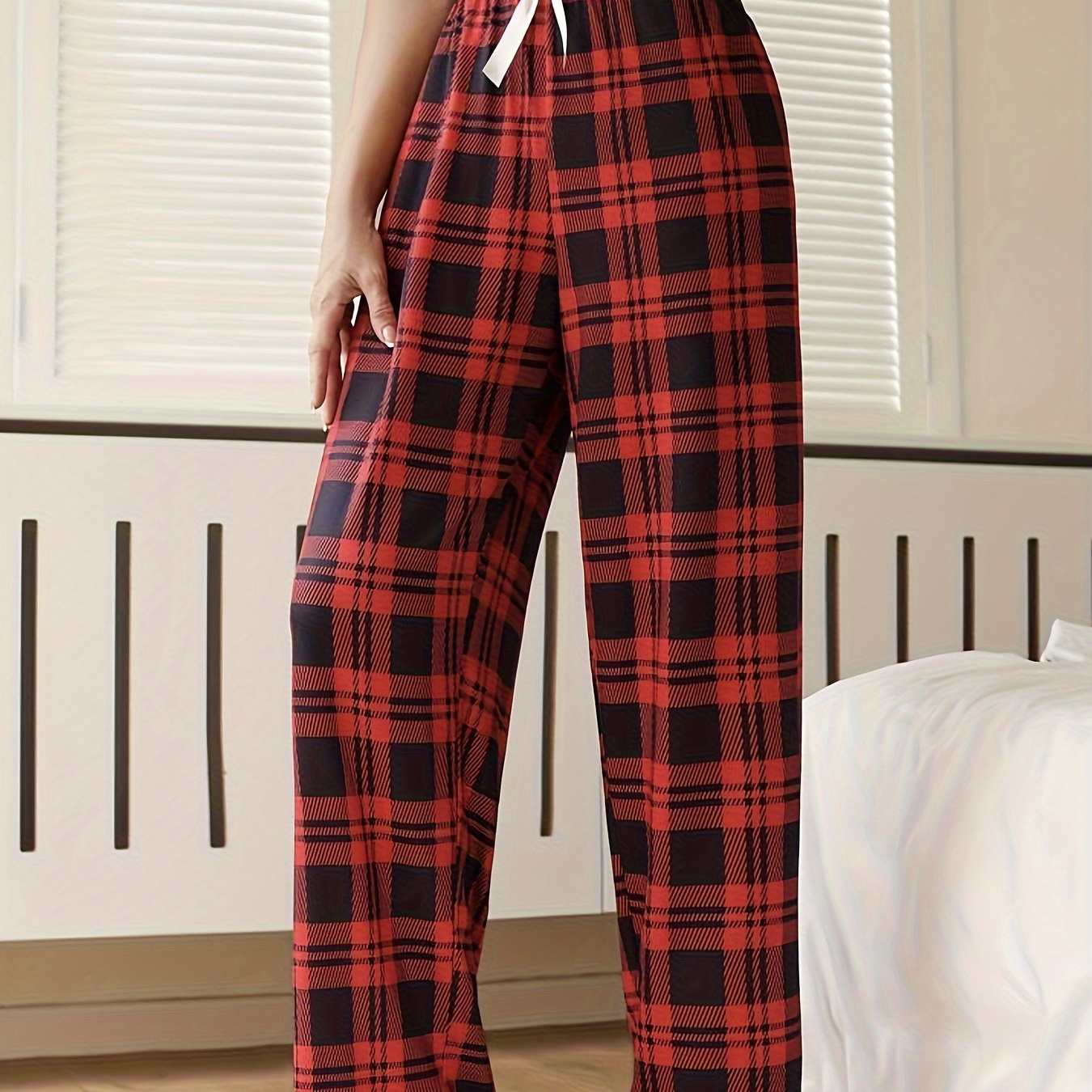 

Women's Casual With Bow Detail - Polyester & Elastane Knit Fabric, Comfortable Lounge Bottoms