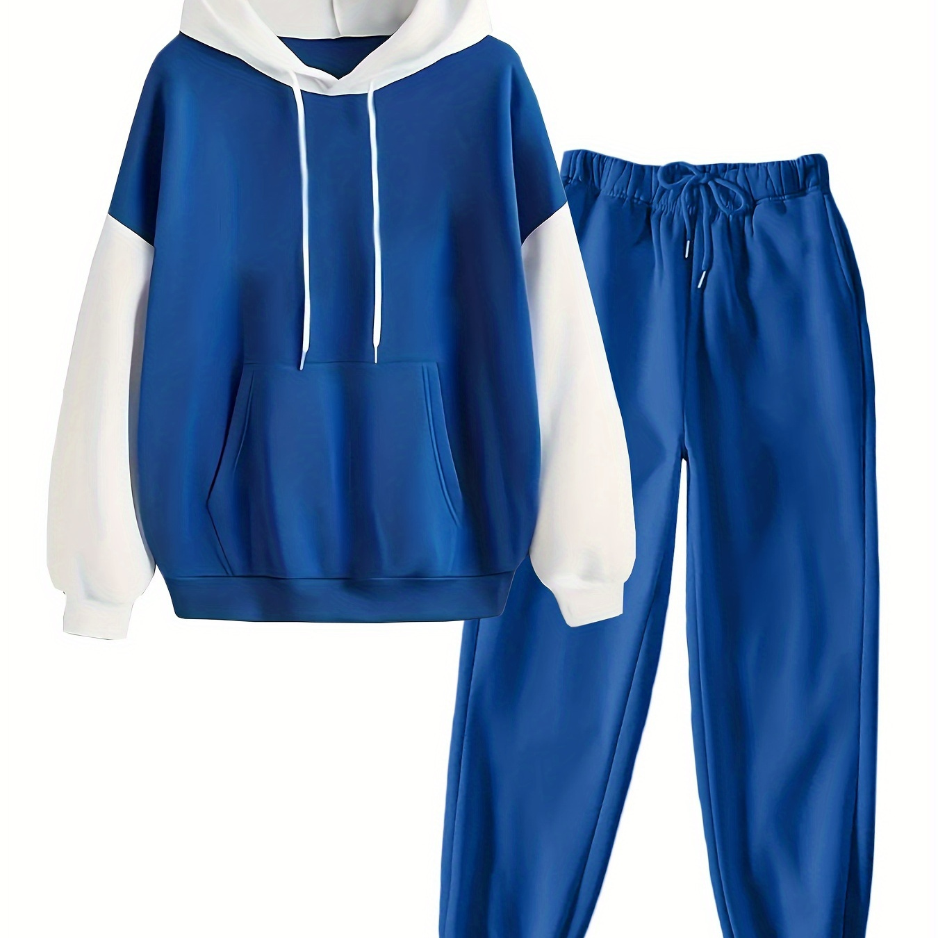 

Women's Two-piece Outfit: Solid Color Hoodie & Joggers Set - Polyester, Machine Washable - Fall/winter