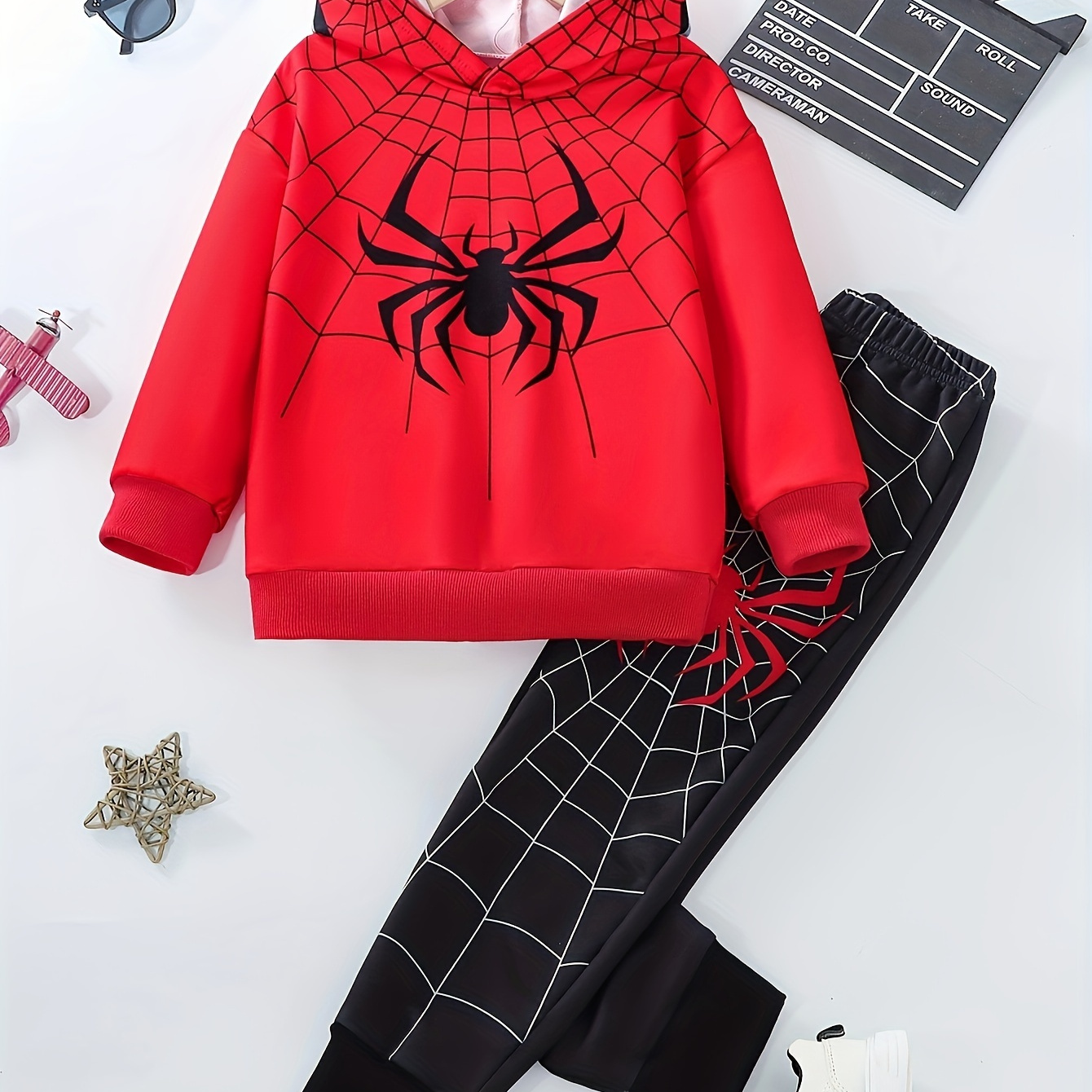 

2- Boys' Spider And Set, Knitted , Pattern, Regular Fit, Polyester And , / Outfit, For