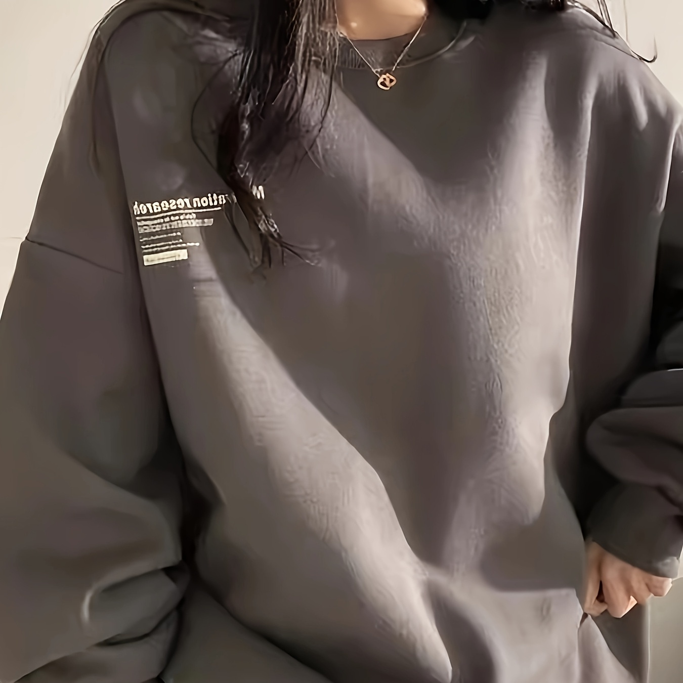 

Sweatshirt Oversize Y2K à Imprimé Géométrique pour Femme - Pull Col avec Design "", Manches Longues Coupe pour Automne/Hiver, Sweatshirts Mignons