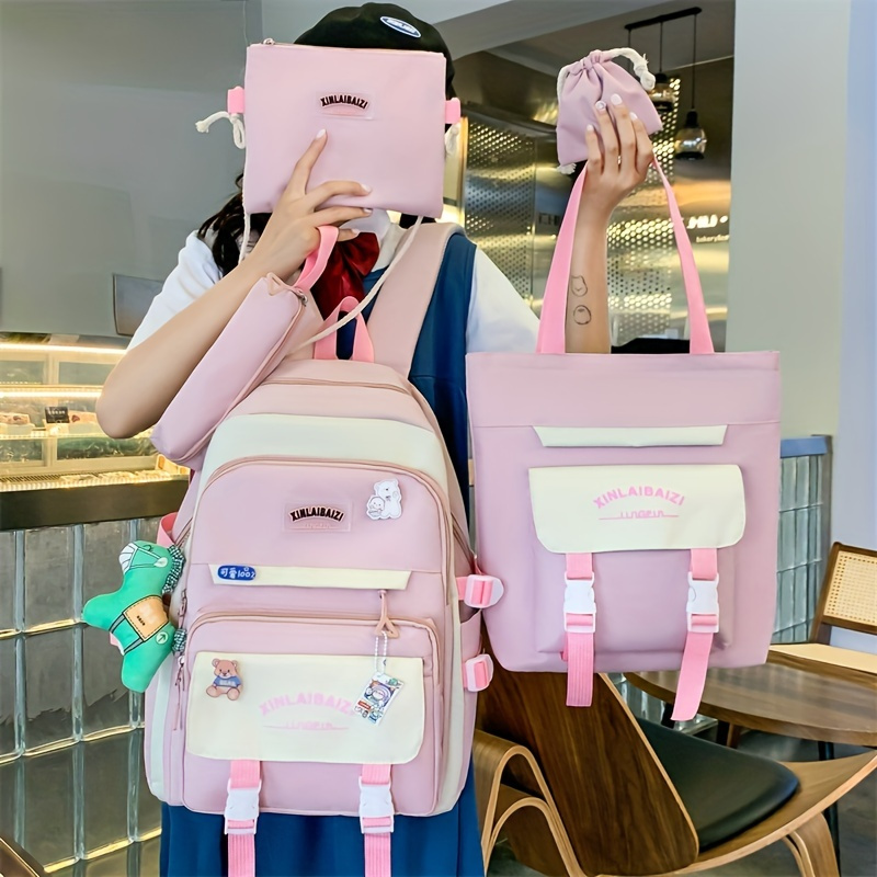 3pca Star Pattern Backpack, Kawaii Preppy School Bag With Crossbody Bag &  Pencil Case - Temu Austria