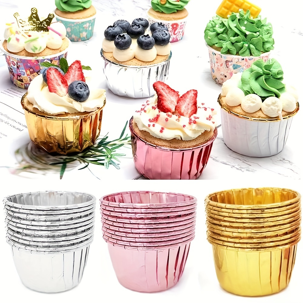 Disposable Muffin Cups, Grease Proof Waterproof Aluminum Foil