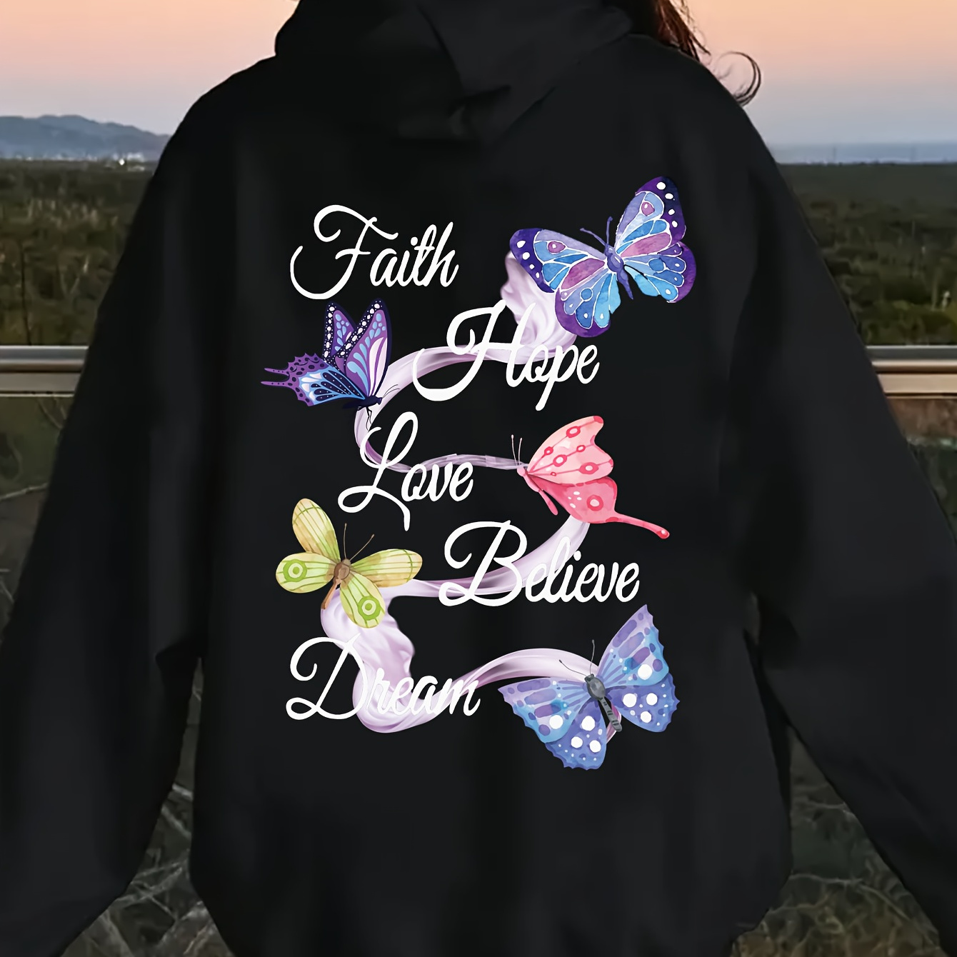 

Letter Hooded Sweatshirt - 100% , Pattern Hope Dream - Fall/