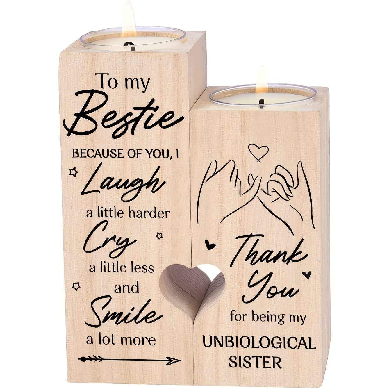 

1pc, Double Sided Printed Large Candle Holder, Double-sided Printing Candlestick Holder, To My Besite Gift Friendship Gift, Unbiological Sister Birthday Gift Candle