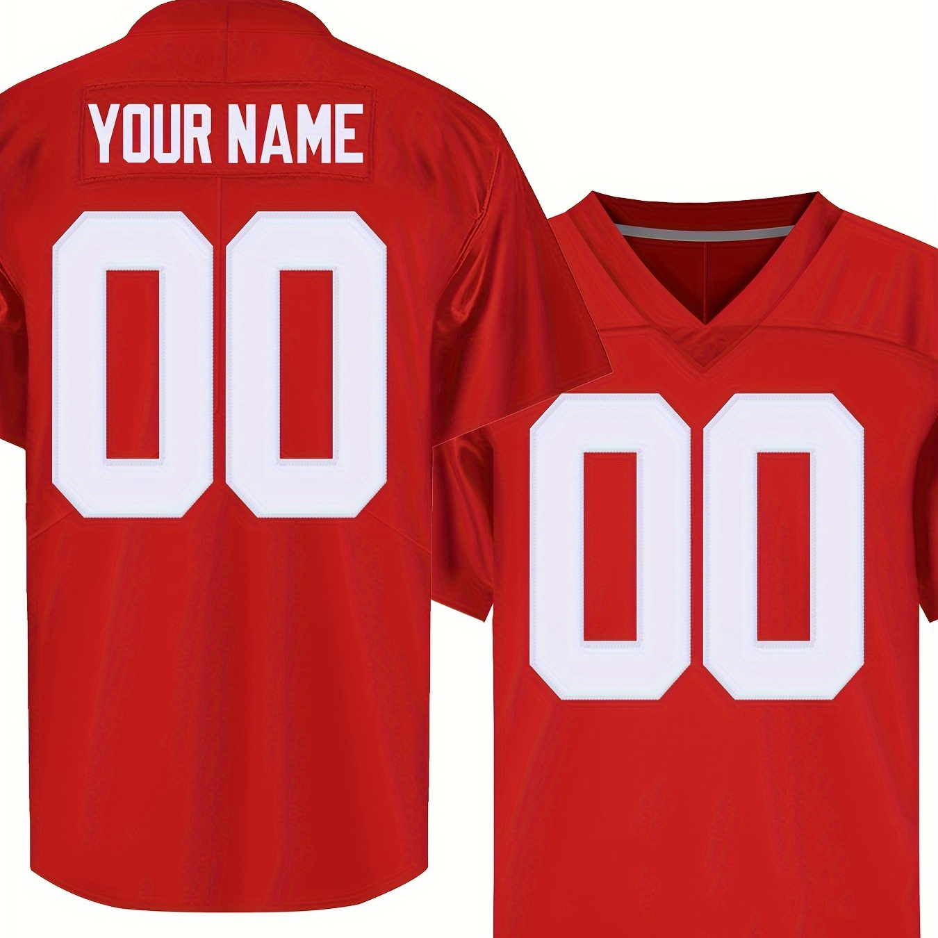 

Men's Customized Name & Number Embroidery Football Jersey, Short Sleeve Football Shirt For Training & Competition