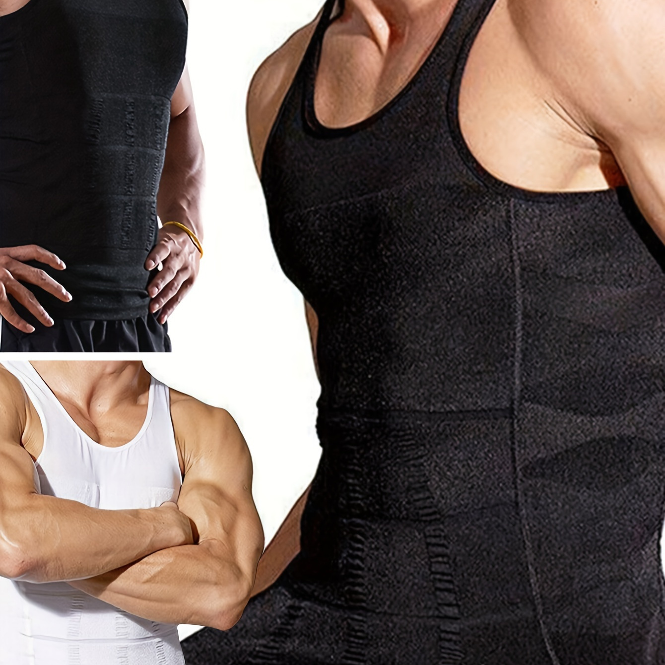 

2 Pack Mens Slimming Body Shaper Fitted Undershirts Sleeveless Compression Vest