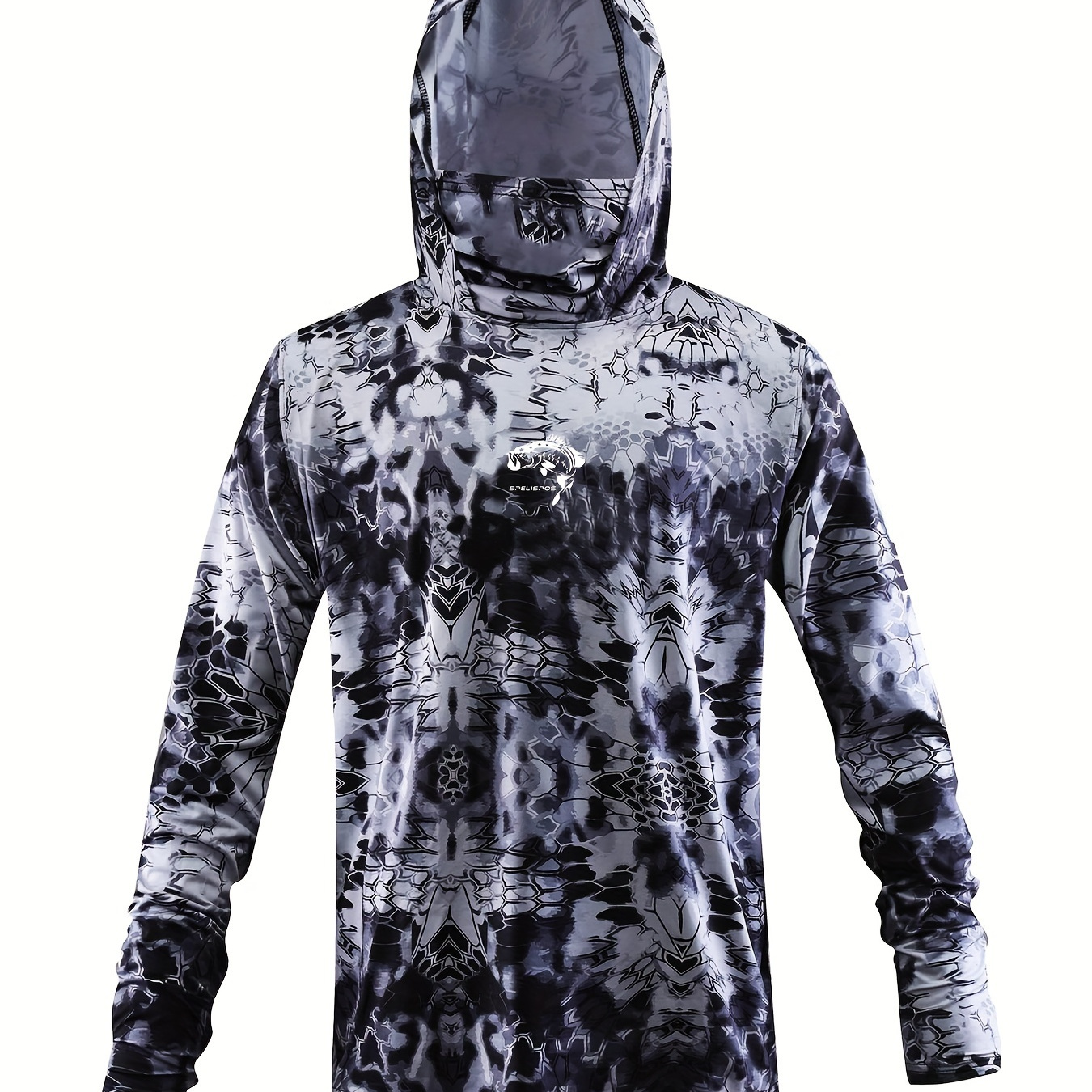 

Fashion Stretch Men's Long Sleeve Hooded Fishing Sunscreen Sports Shirt With Mask For Outdoor Activities