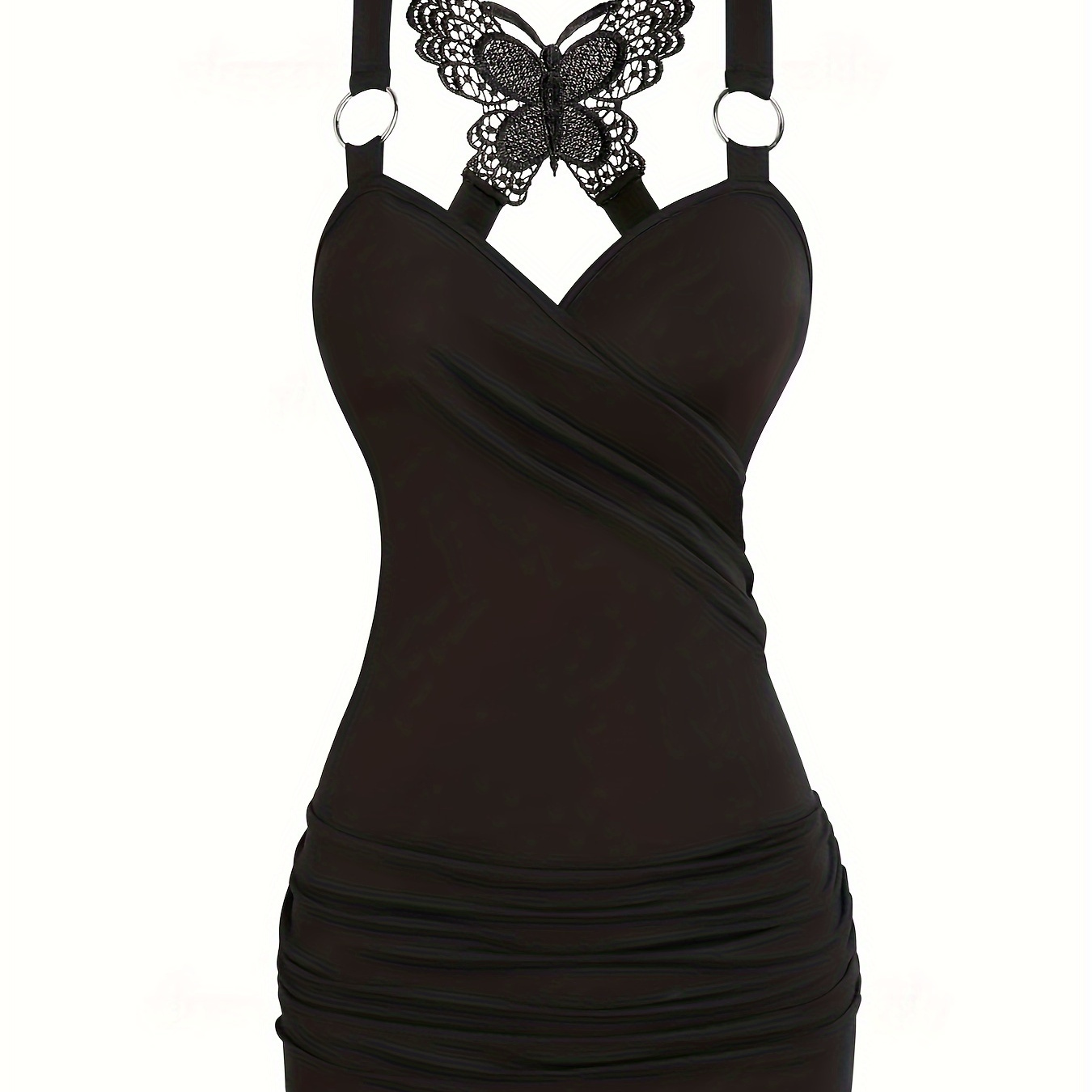 

Solid Butterfly Pattern Ring Detail Top, Elegant Sleeveless Crisscross Back Tank Top, Women's Clothing