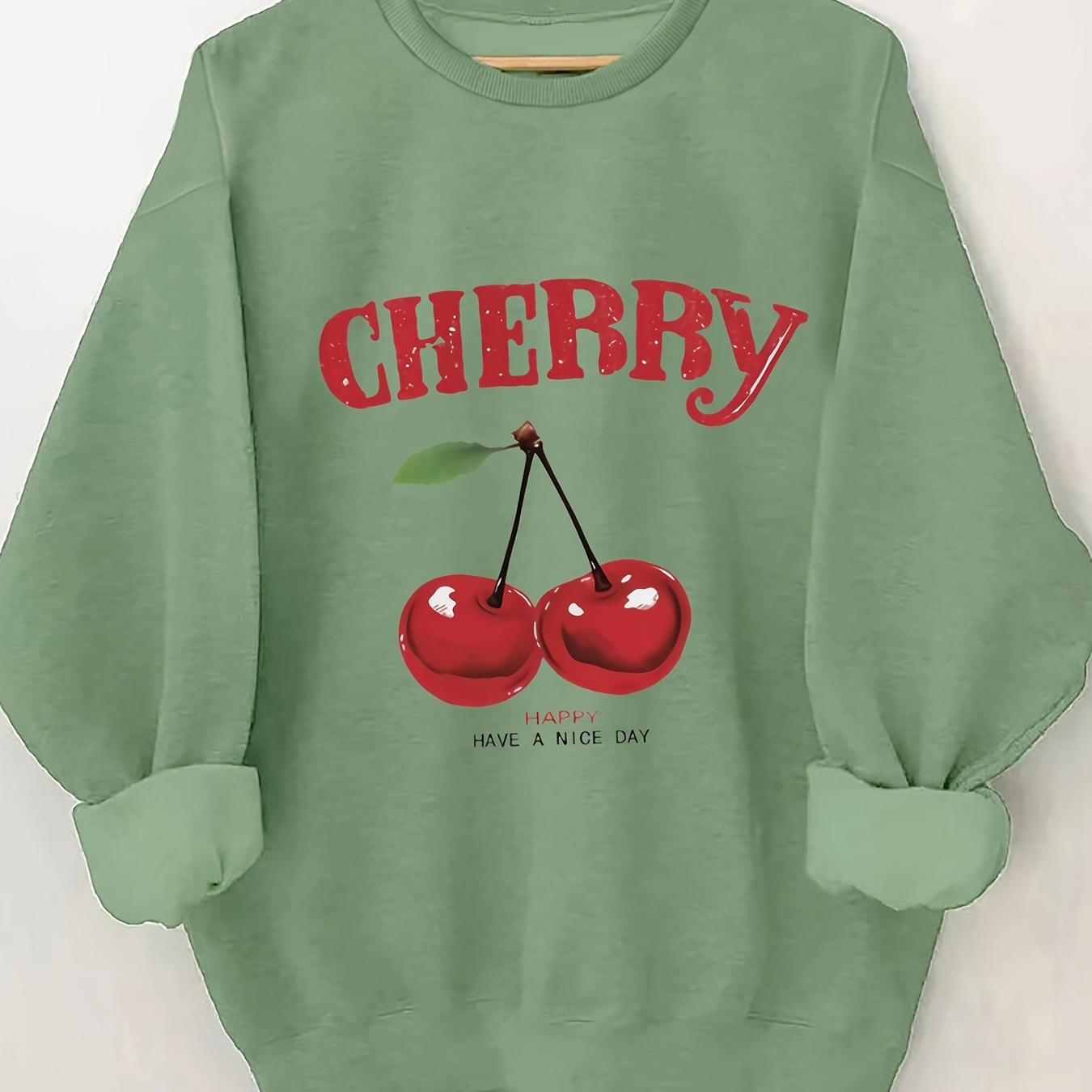 

Sweatshirt à Col Rond pour Femme avec Imprimé Cerises - en Polyester , Tenue Décontractée Automne/Hiver avec Design " ", Lavable en Machine