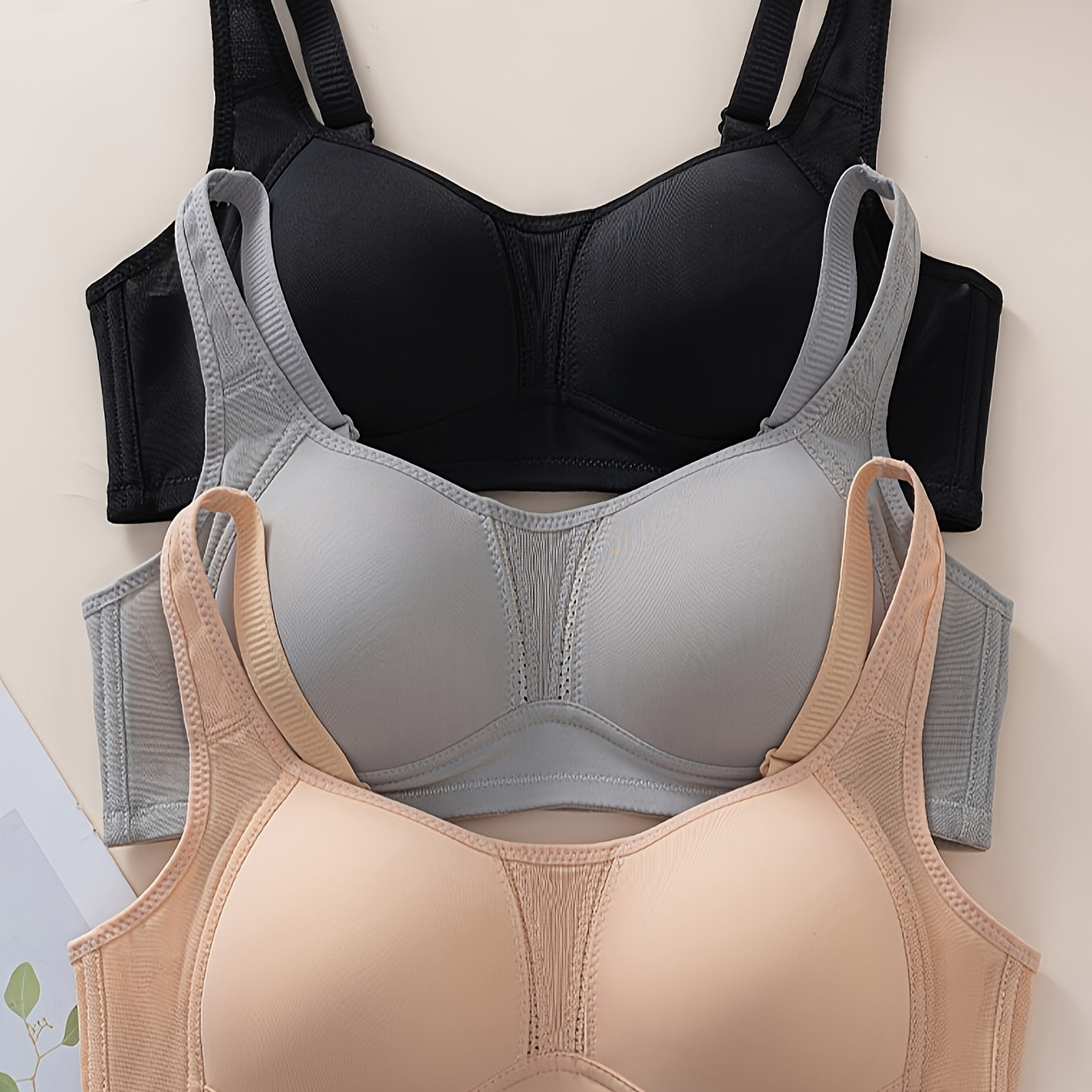 

3pcs Mesh Wireless Cami Bra, Sexy Comfy Push Up Bra, Women's Lingerie & Underwear