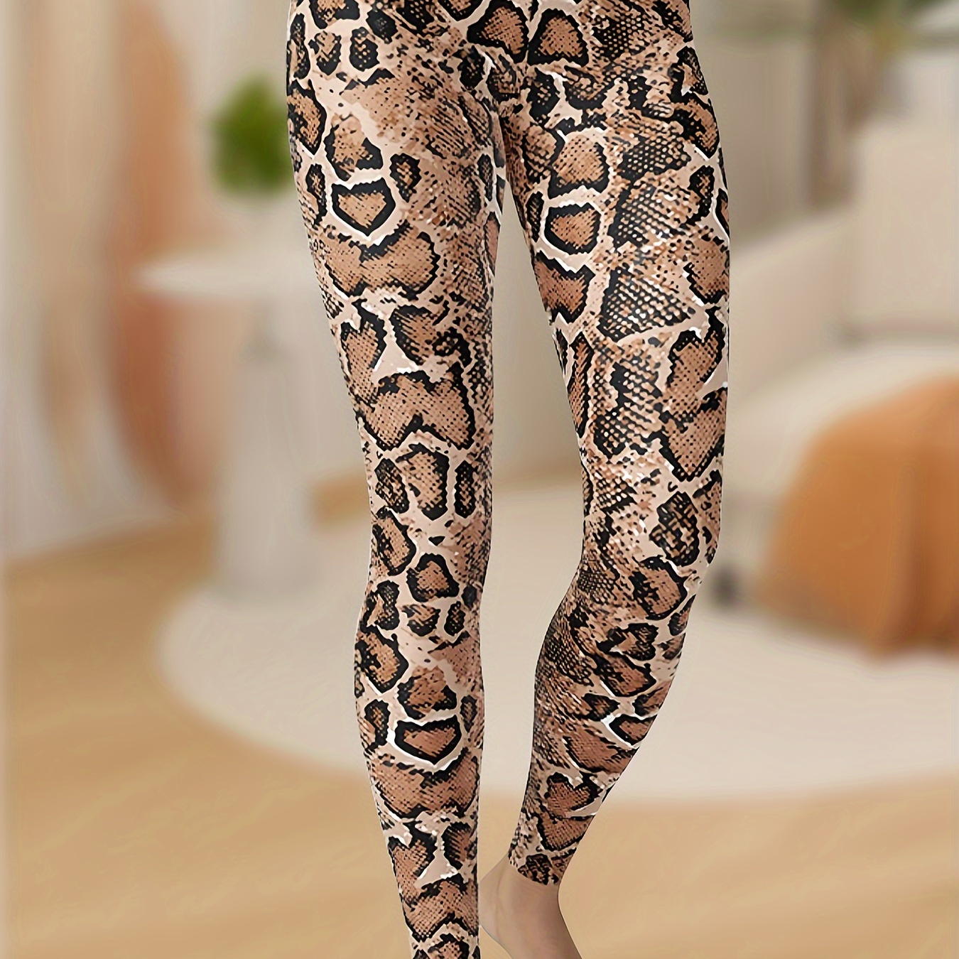 

Snakeskin -waist Leggings For - , Non-see-through Pants