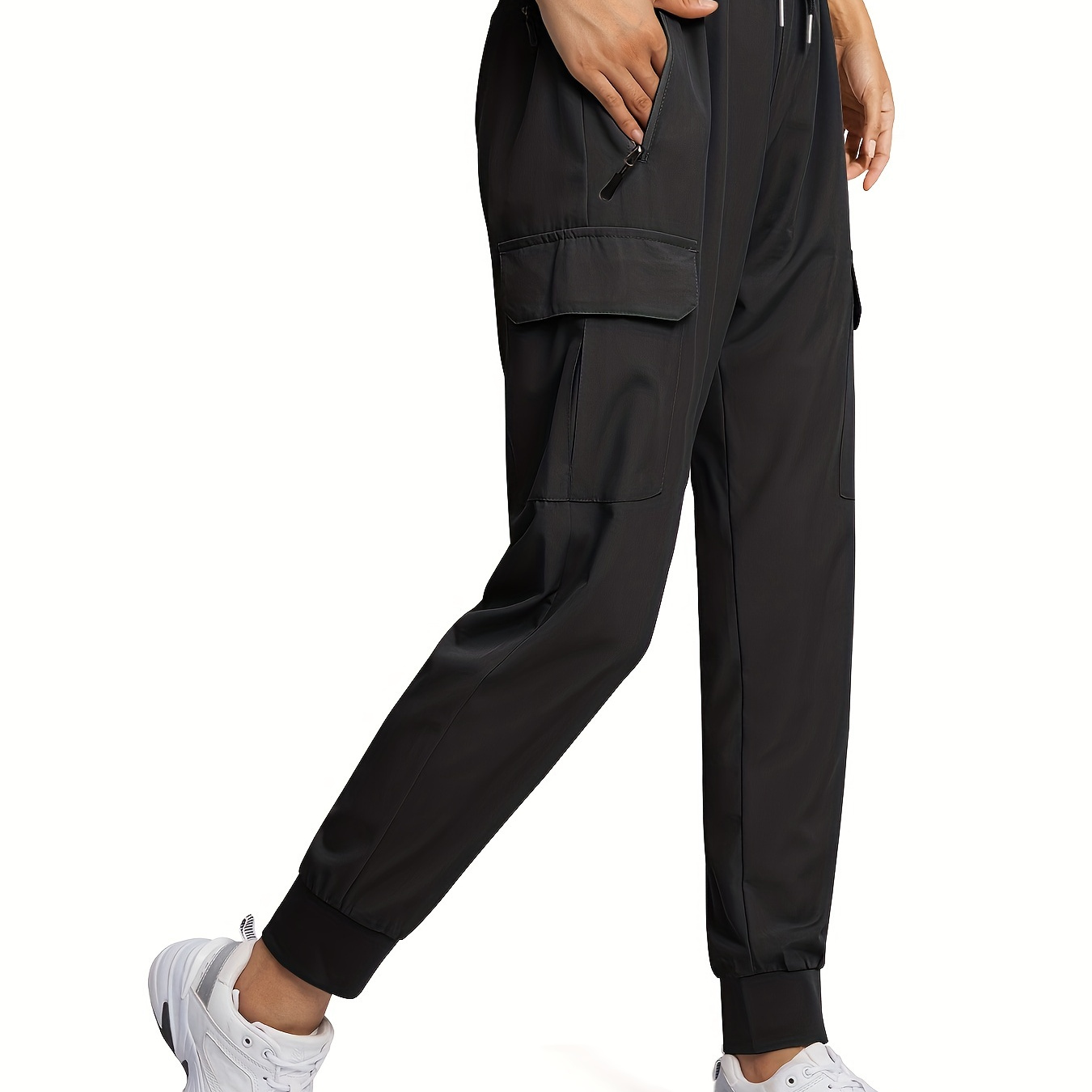 Plain Flap Pockets Cargo Pants, Quick Drying Lightweight Casual Jogger  Pants, Women's Activewear