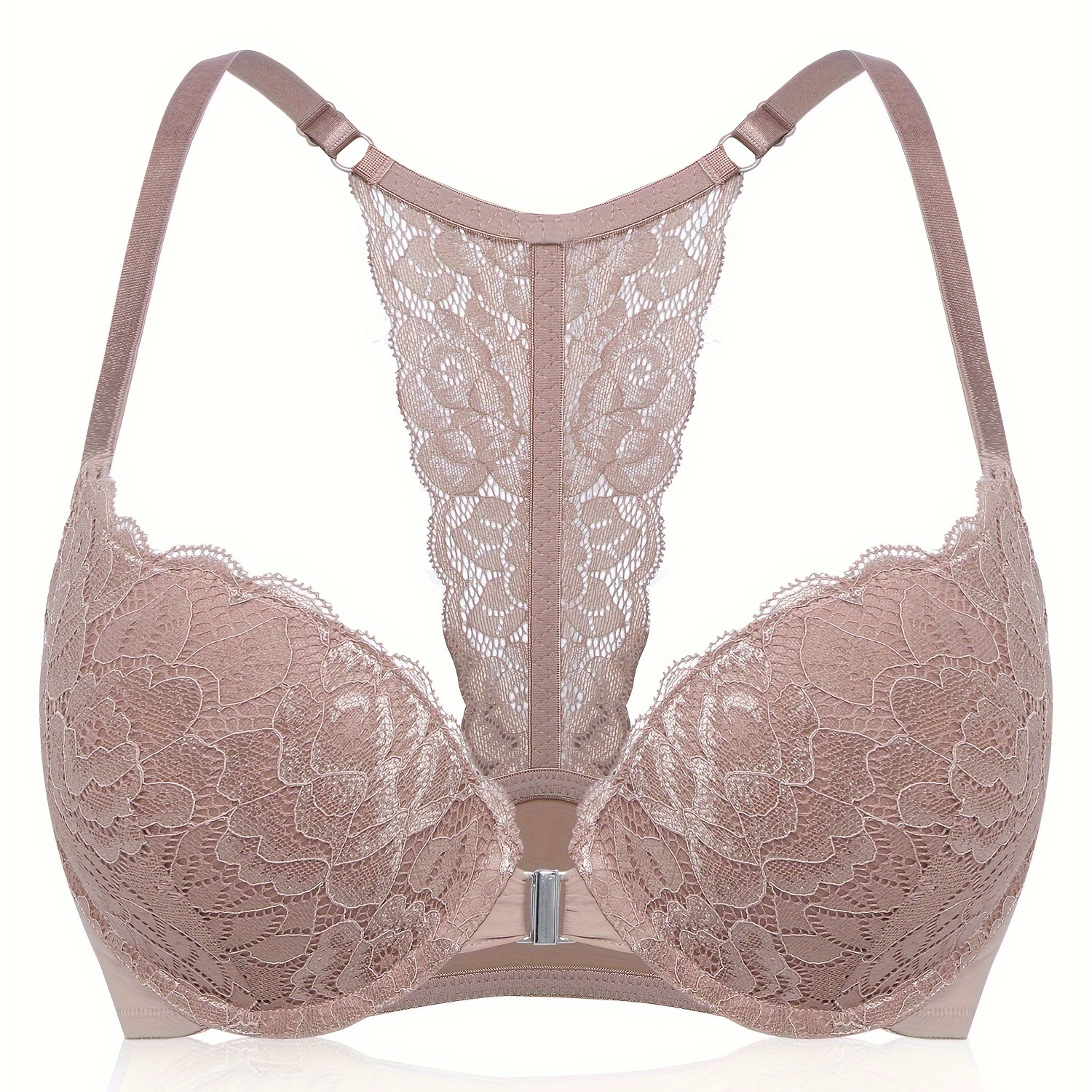 

Solid Seamless Floral Lace Underwire Bra, Sexy Comfy Push Up Bra, Women's Lingerie & Underwear