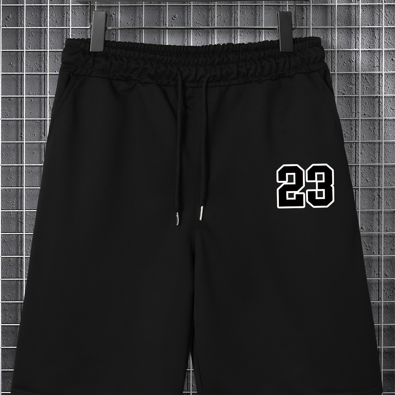 

Plus Size Men's Sports Casual Shorts, "23" Graphic Print Shorts For Summer