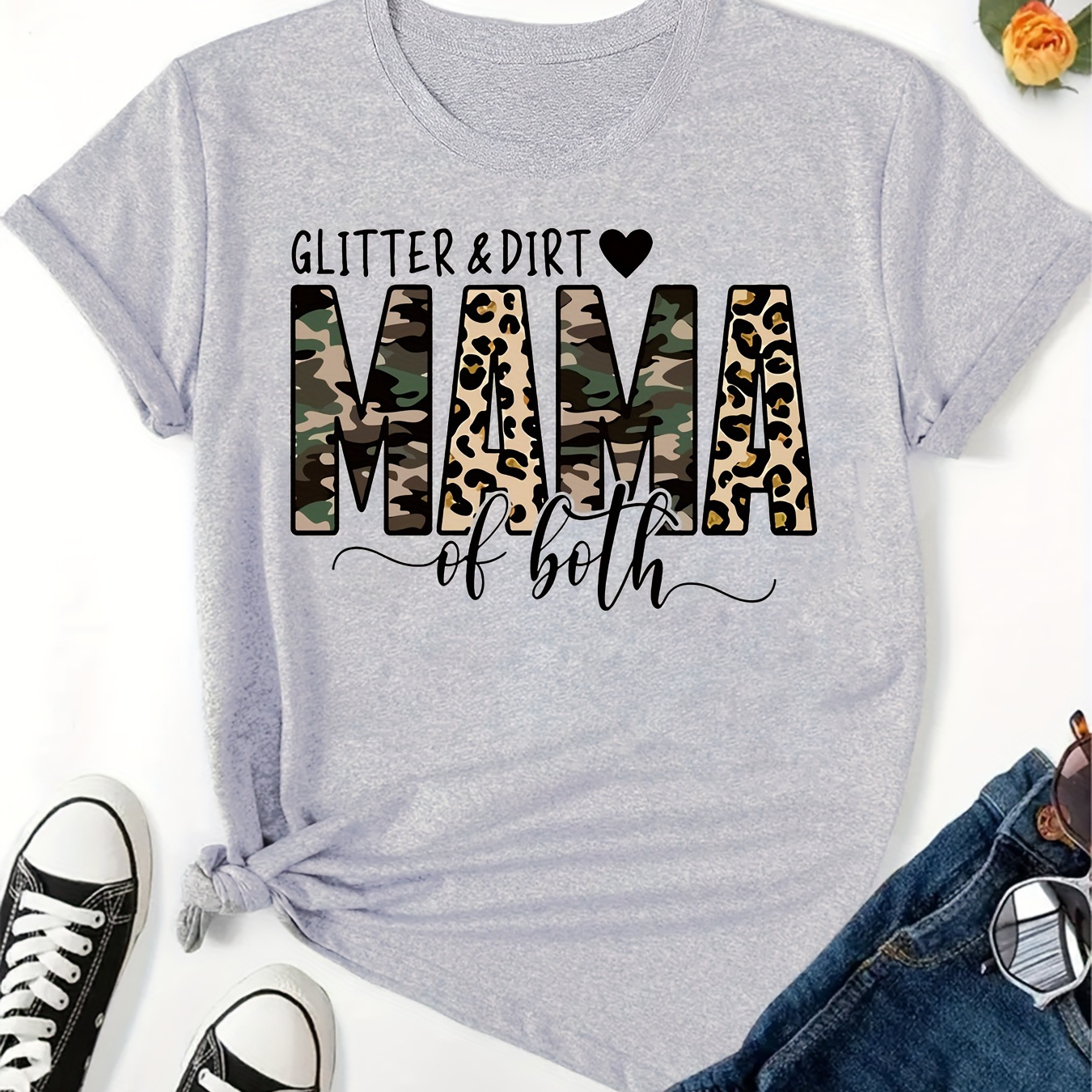 

Plus Size Letter Mama Print T-shirt, Casual Short Sleeve Top For Spring & Summer, Women's Plus Size Clothing