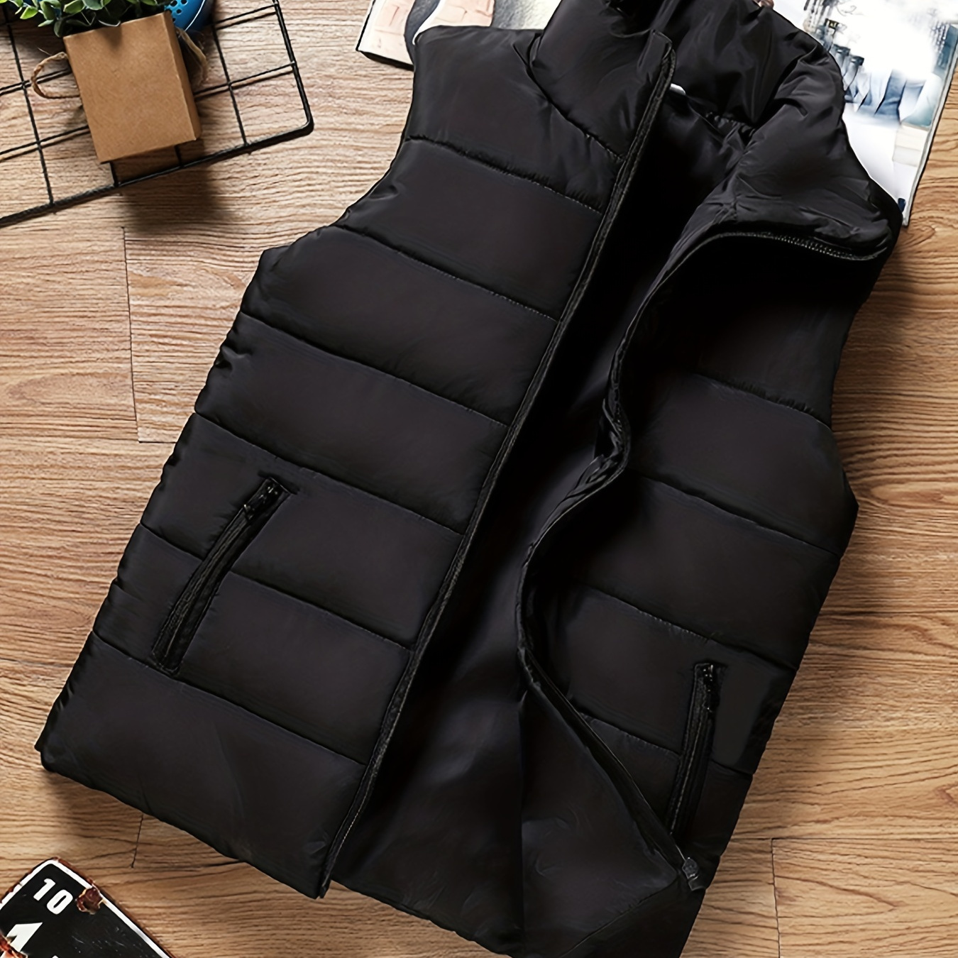 

Men's Winter Vest, Lightweight Padding Puffer Vest, Sleeveless Coat Warm Zip Up Quilted Gilet Jacket