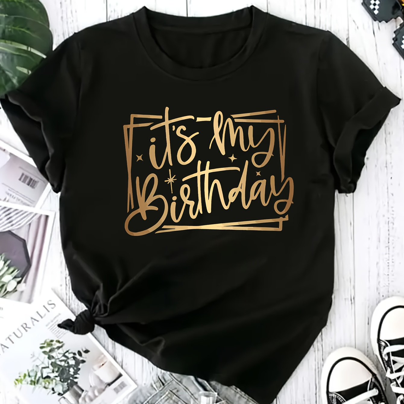 

Women's "it's My Birthday" T-shirt, Birthday Crew Sports Top, Festive Party Tee, Women Fashion, Casual Tee, Gift Idea