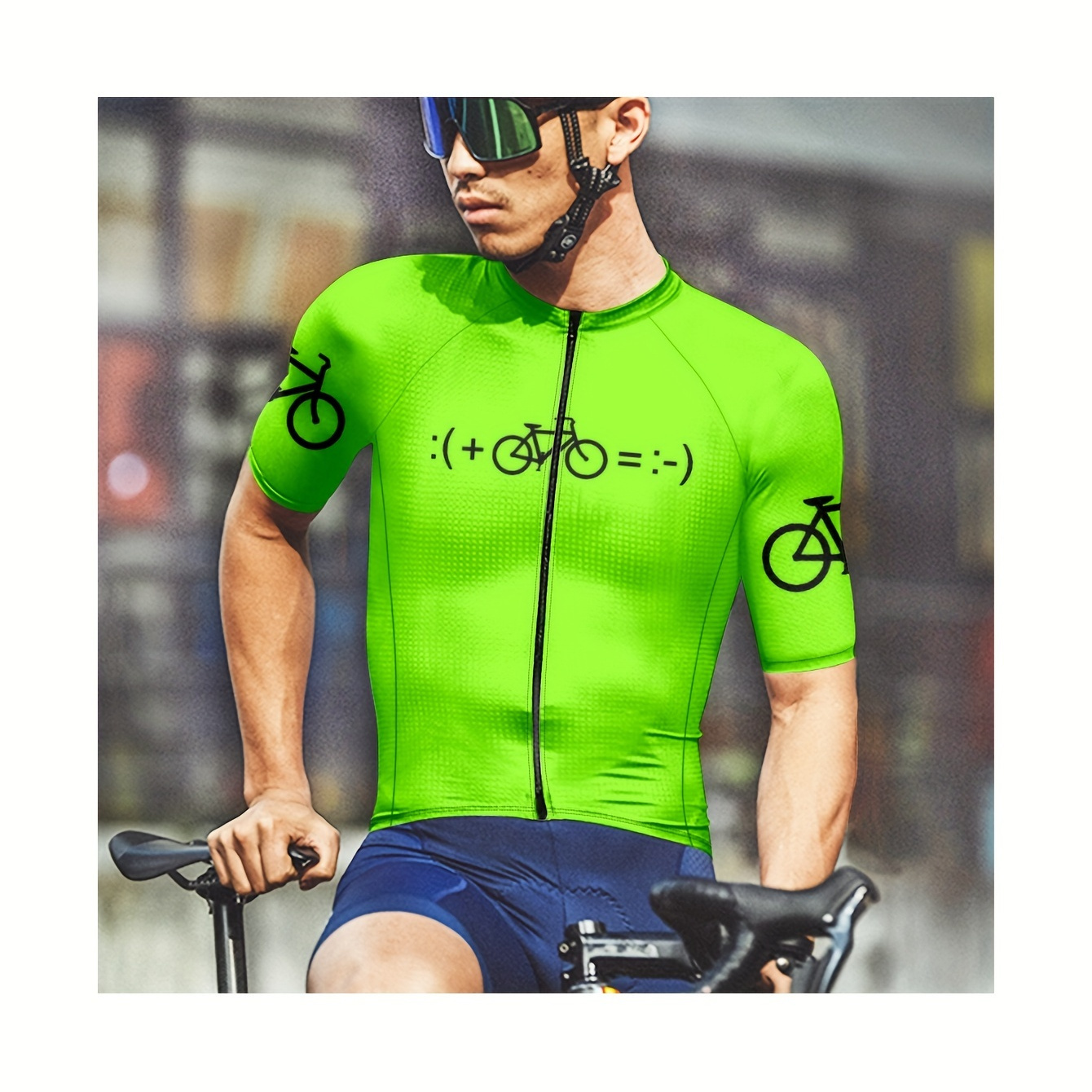 

Original Design Green Happy Cycling Clothes Road Quick Drying Mesh Breathable Fabric Mountaineering Extreme Sports Short-sleeved T-shirt