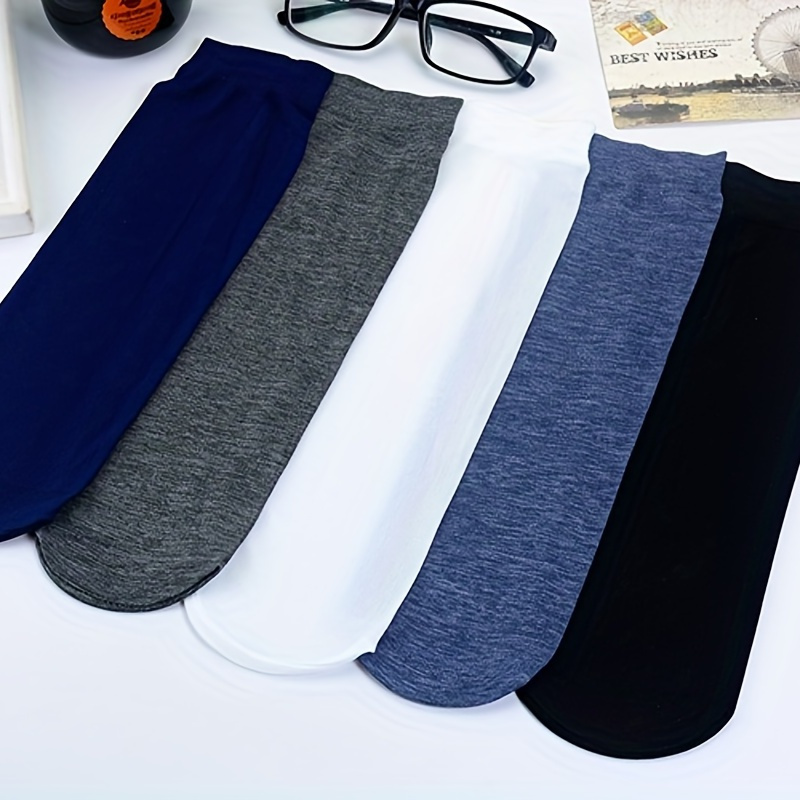 

10pairs/set Men's Breathable Thin Ice Silk Crew Socks For Summer