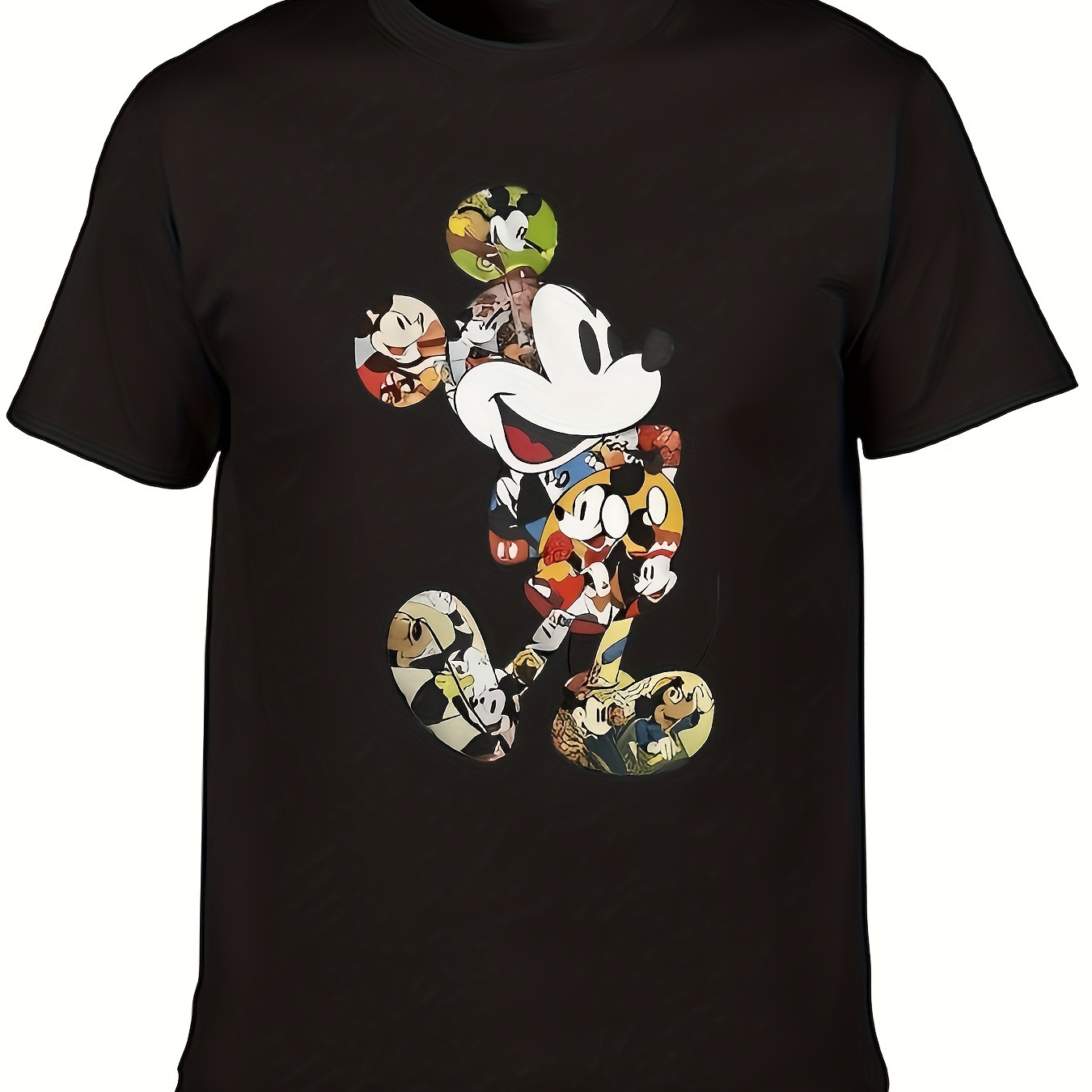 

Mickey Mouse Distressed Design Crew Neck Cotton T-shirt For Men