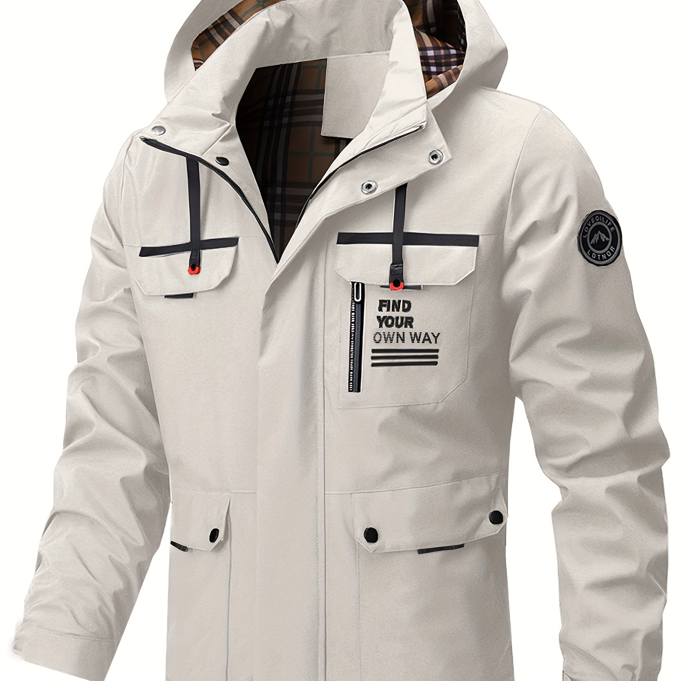 

Men's Casual Hooded Windbreaker Cargo Jacket Coat Regular Fit Coat For Spring Autumn Outdoors Hiking