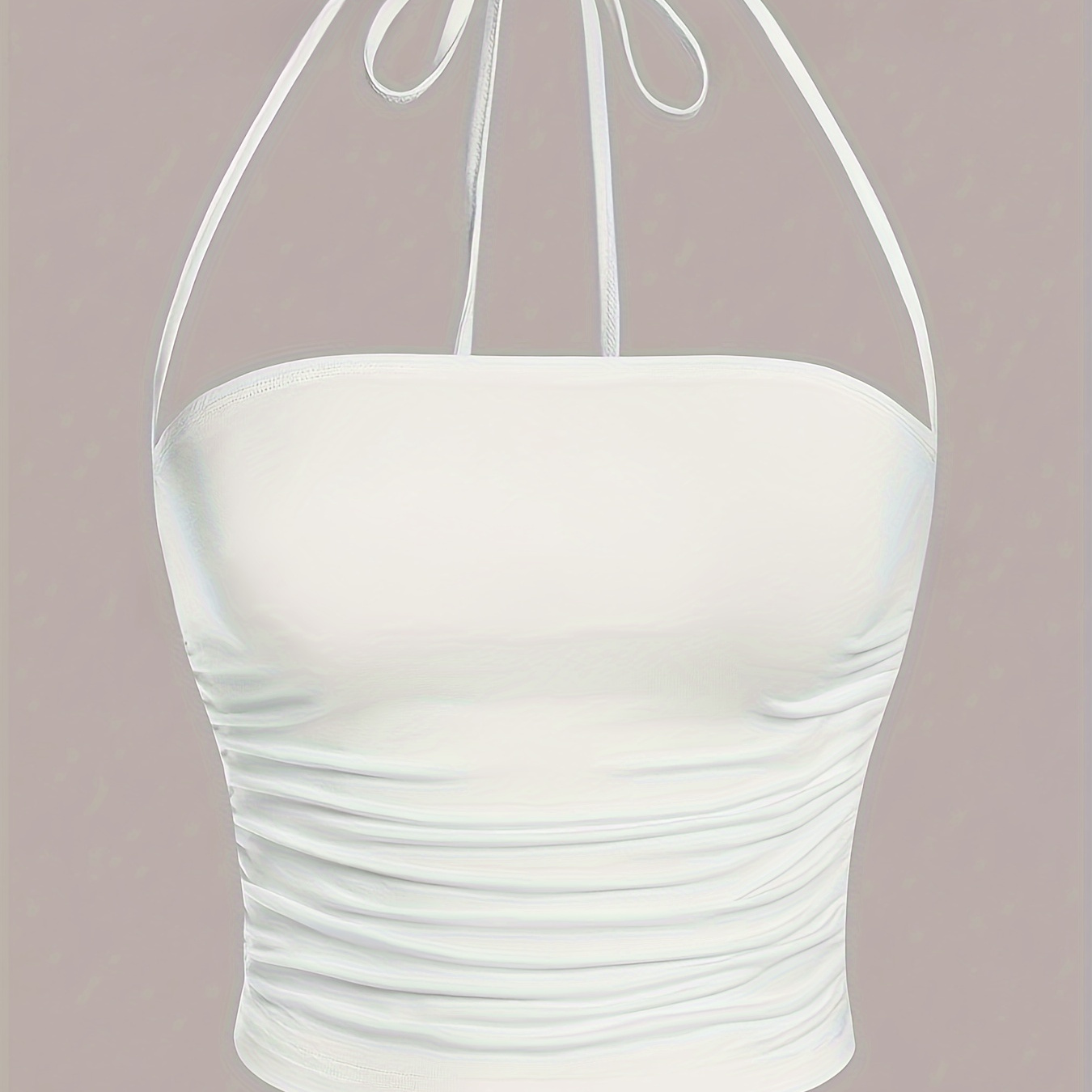 

Solid Color Halter Neck Top, Y2k Ruched Backless Halter Top For Summer, Women's Clothing
